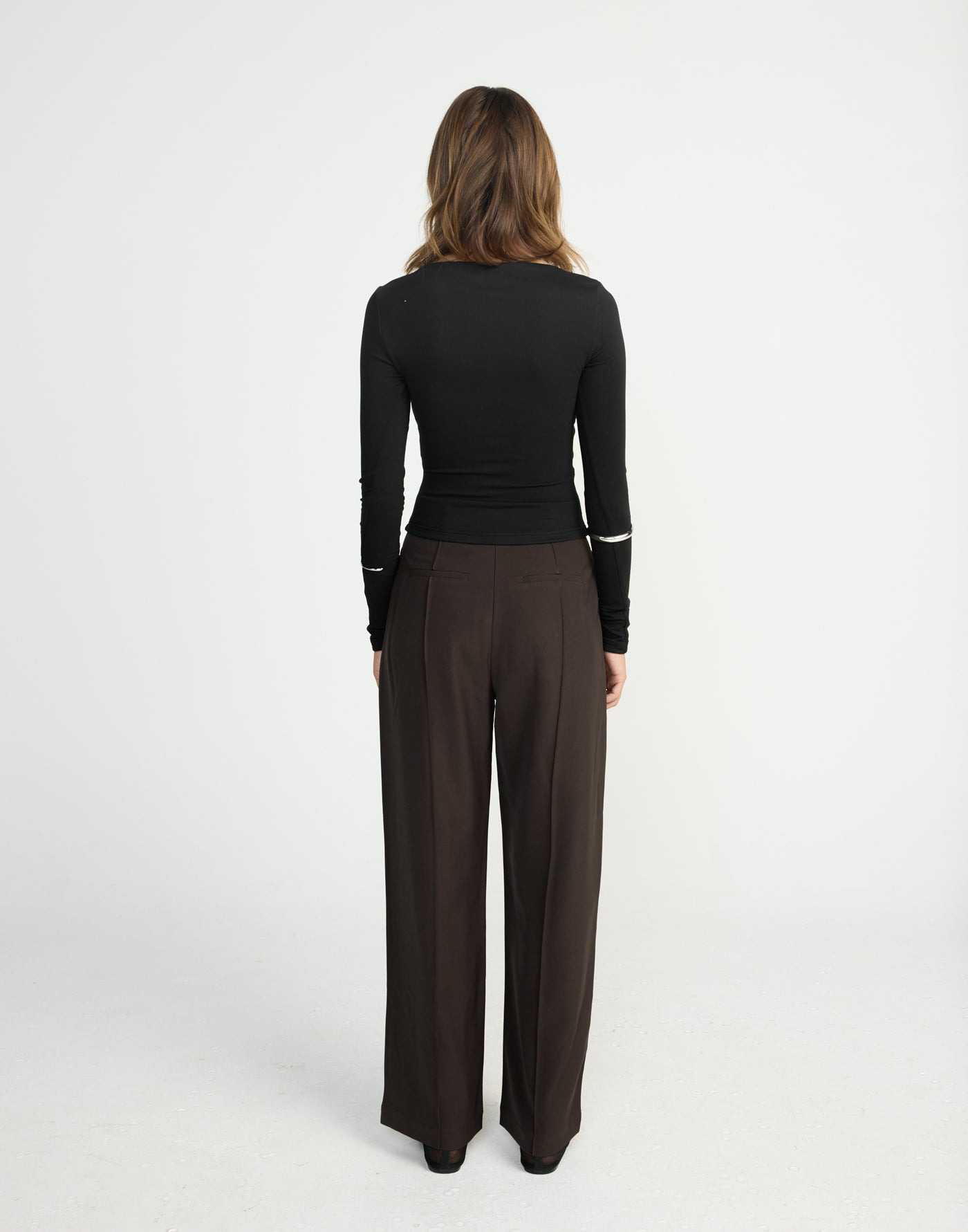 Twyla Long Sleeve Top (Black) | CHARCOAL EXCLUSIVE | Wrap style asymmetrical V-neckline long sleeve top - Women's Top - Charcoal Clothing