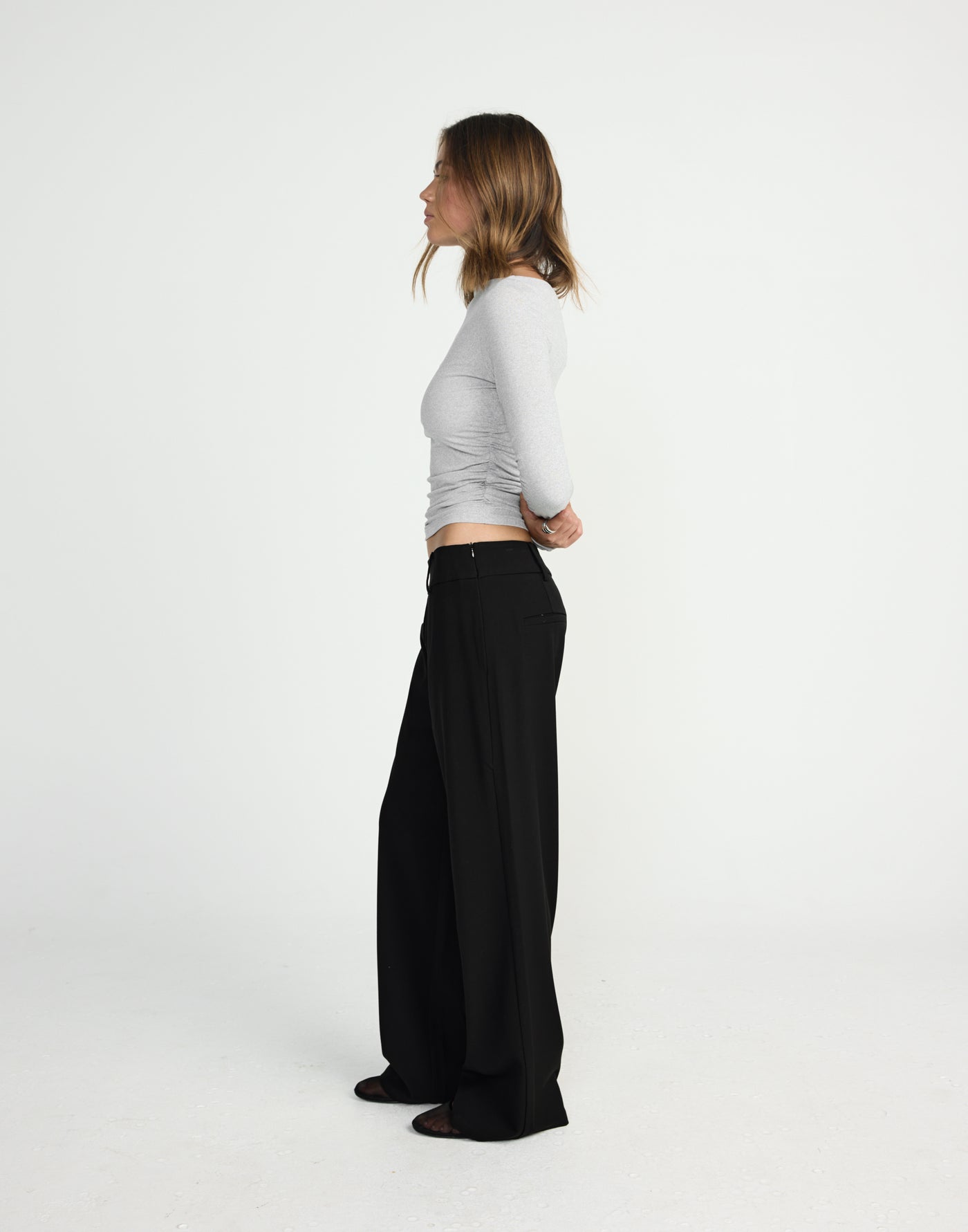 Rosalinda Pants (Black) | CHARCOAL EXCLUSIVE | Mid rise suiting pants withe side zipper - Women's Pants - Charcoal Clothing