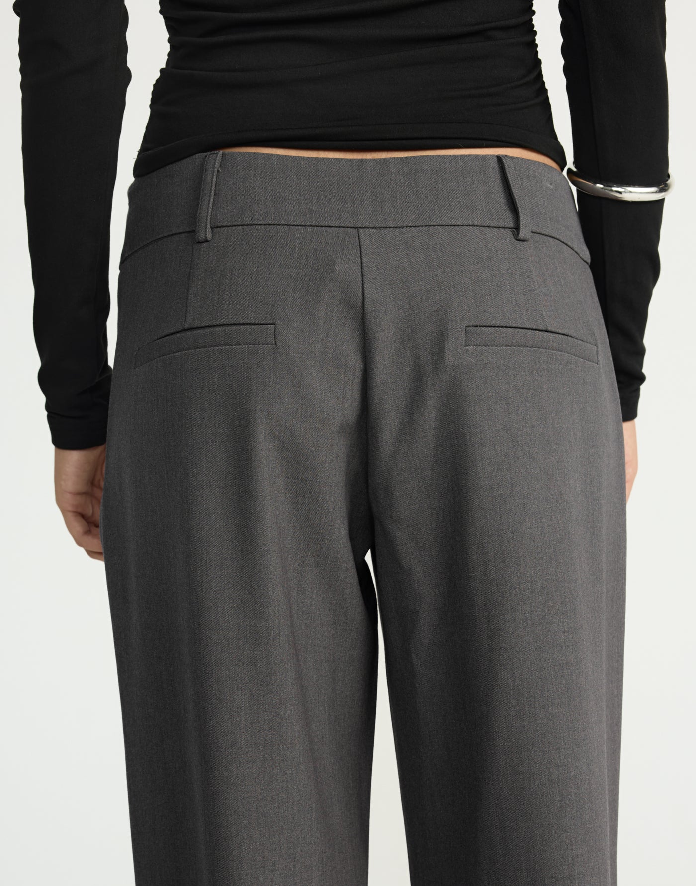 Rosalinda Pants (Textured Slate) | CHARCOAL EXCLUSIVE | Mid rise suiting pants withe side zipper - Women's Pants - Charcoal Clothing