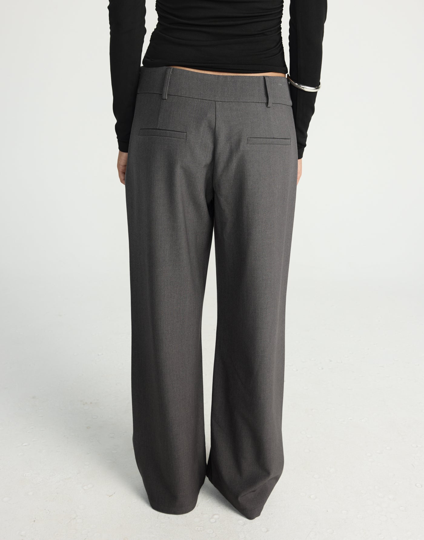 Rosalinda Pants (Textured Slate) | CHARCOAL EXCLUSIVE | Mid rise suiting pants withe side zipper - Women's Pants - Charcoal Clothing