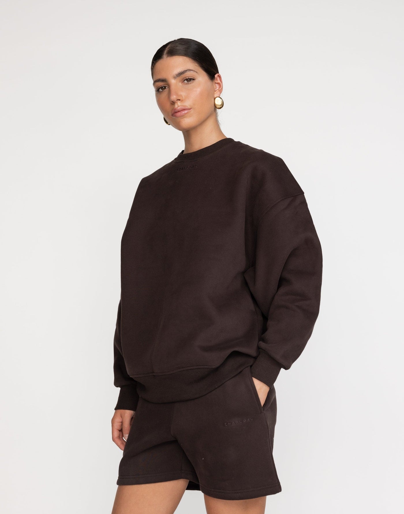 Ellis Sweatshirt (Chocolate) | CHARCOAL Exclusive - Relaxed Fit Crew Neck Jumper - Women's Outerwear - Charcoal Clothing