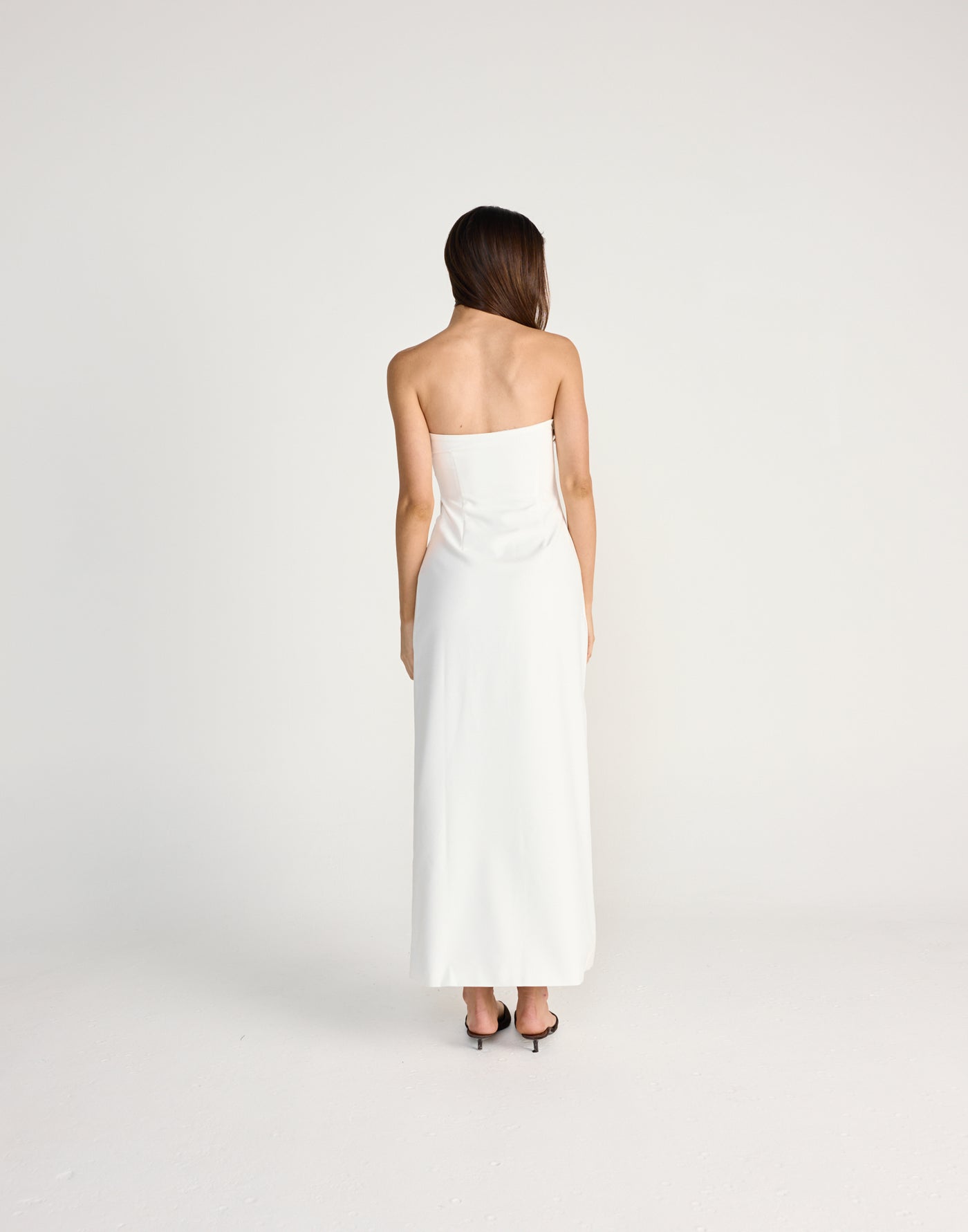 Mariza Maxi Dress (White) | CHARCOAL Exclusive - Wrapped layered look maxi dress, strapless neckline and side cut out - Women's Dress - Charcoal Clothing