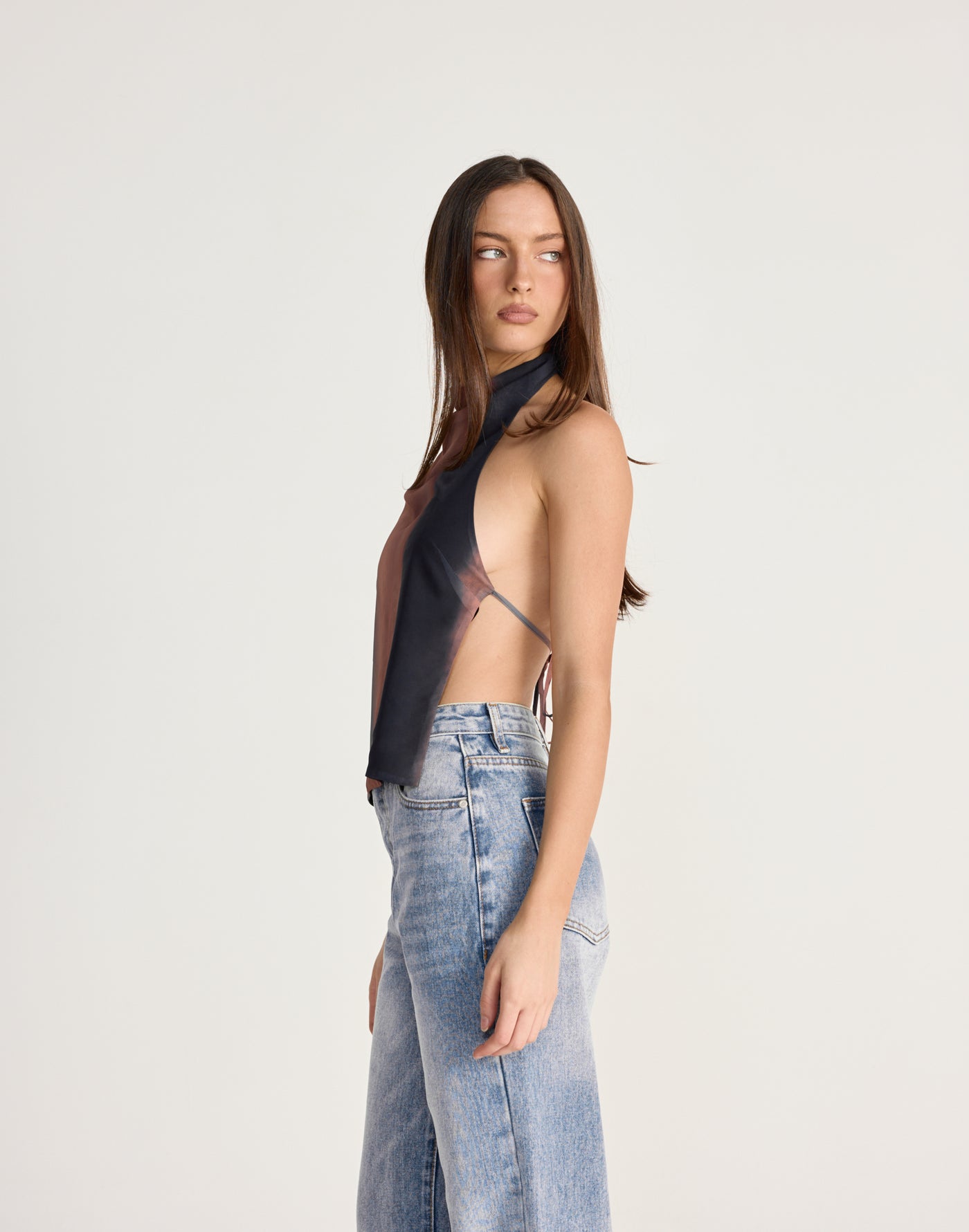 Soire Top (Bittersweet) - CHARCOAL EXCLUSIVE - High neckline top with adjustable back tie - Women's Top - Charcoal Clothing