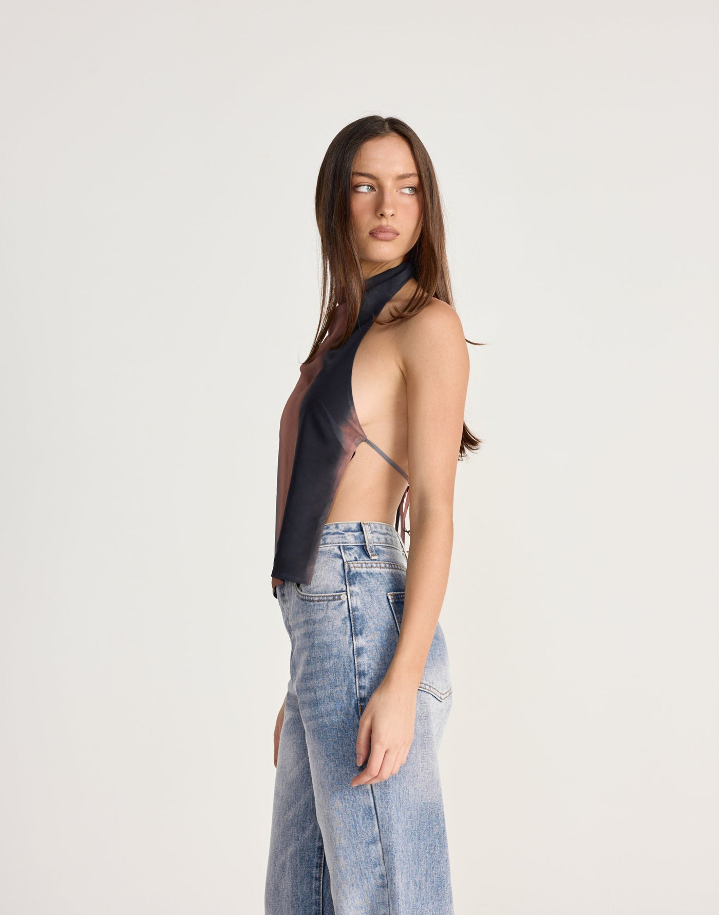 Soire Top (Bittersweet) - CHARCOAL EXCLUSIVE - High neckline top with adjustable back tie - Women's Top - Charcoal Clothing