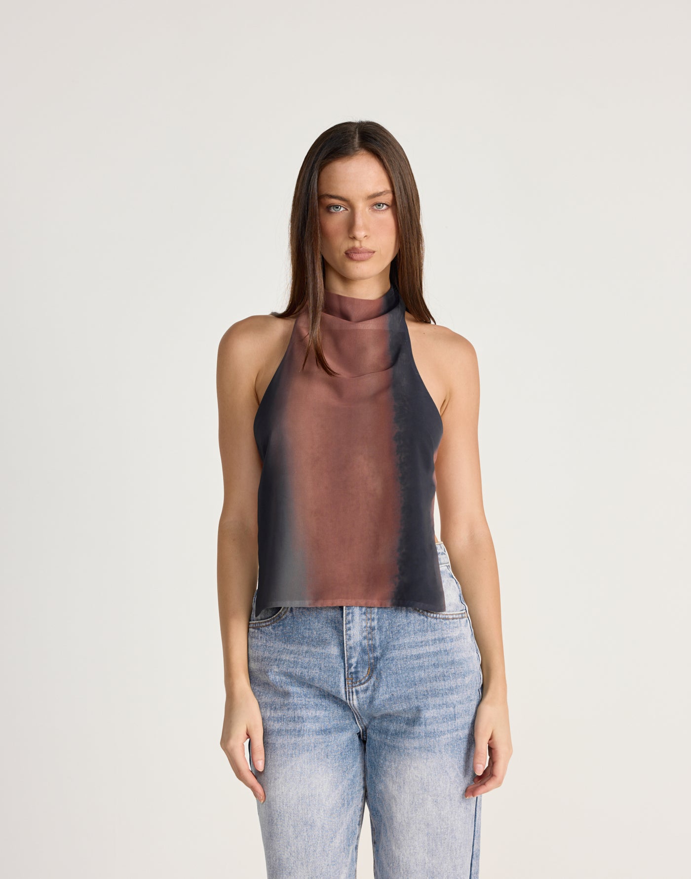 Soire Top (Bittersweet) - CHARCOAL EXCLUSIVE - High neckline top with adjustable back tie - Women's Top - Charcoal Clothing