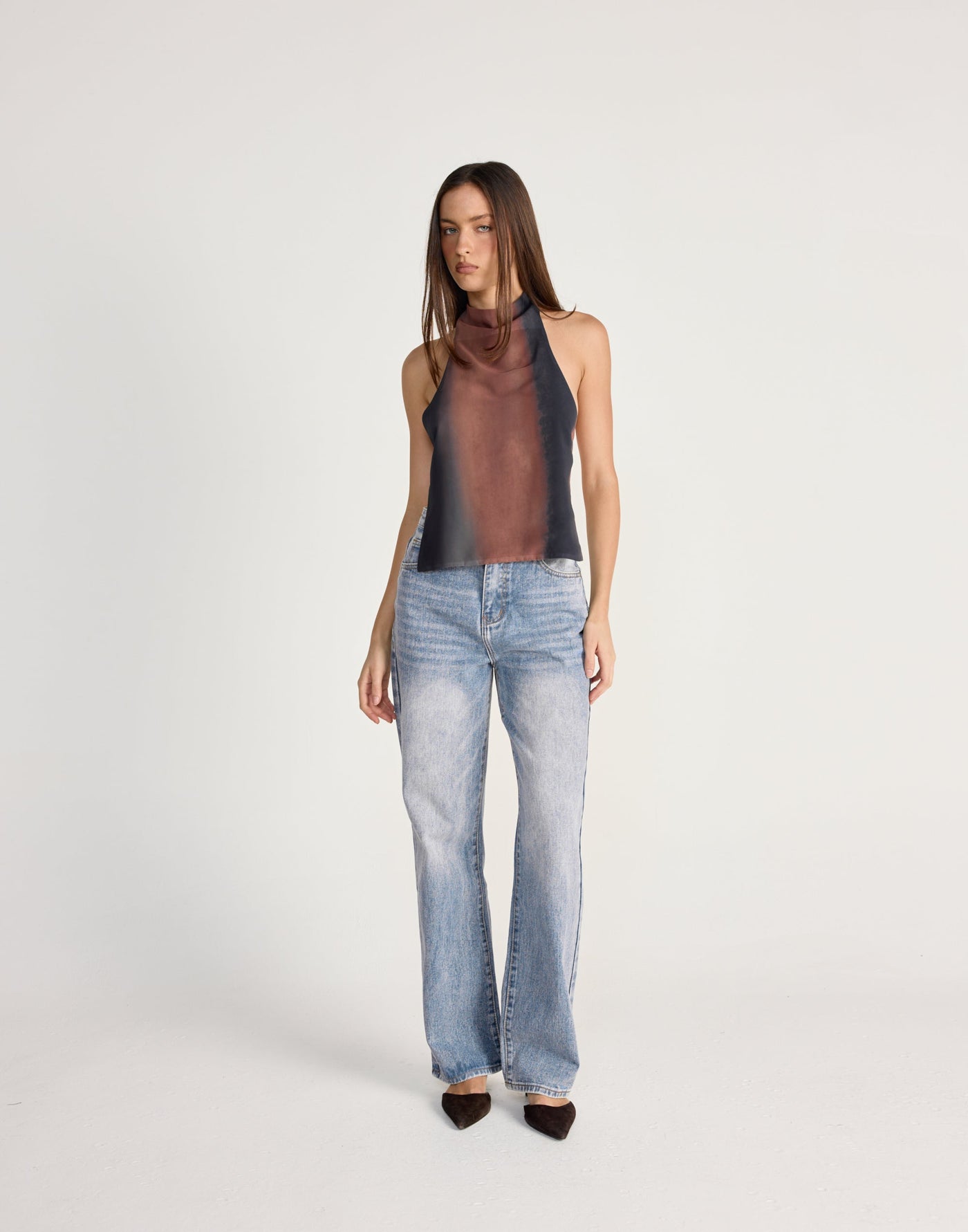 Soire Top (Bittersweet) - CHARCOAL EXCLUSIVE - High neckline top with adjustable back tie - Women's Top - Charcoal Clothing