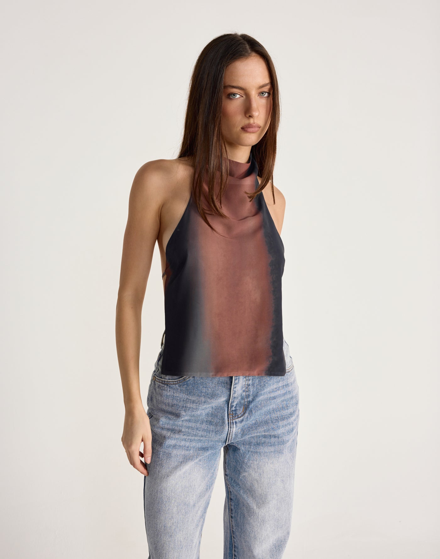 Soire Top (Bittersweet) - CHARCOAL EXCLUSIVE - High neckline top with adjustable back tie - Women's Top - Charcoal Clothing