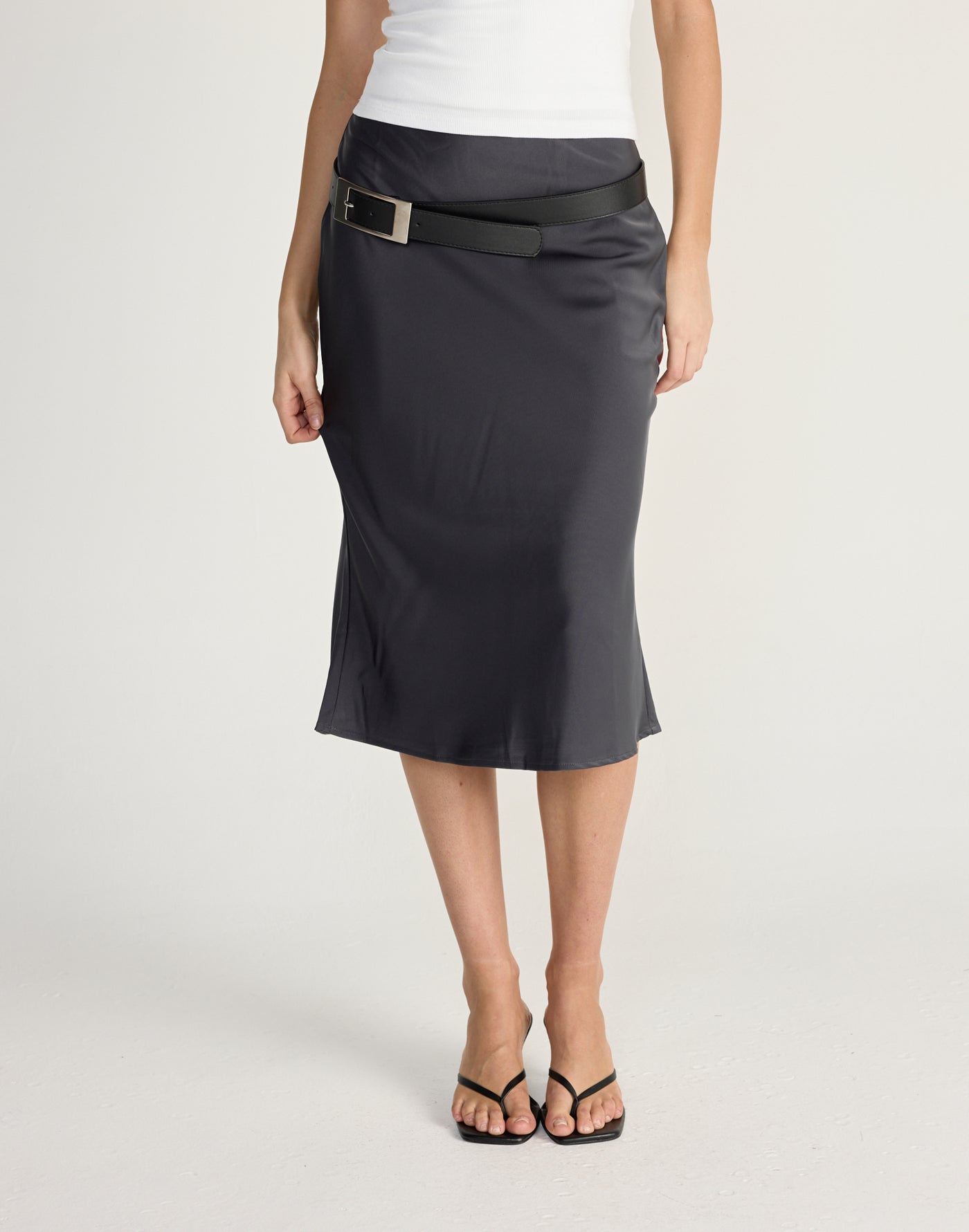 Carina Belt (Black/Silver) - CHARCOAL EXCLUSIVE - silver buckle black belt - Women's Accessories - Charcoal Clothing