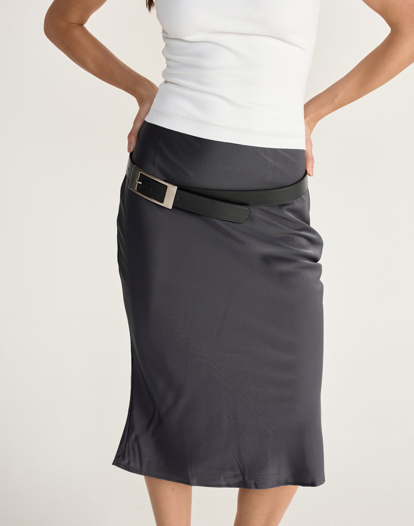 Carina Belt (Black/Silver) - CHARCOAL EXCLUSIVE - silver buckle black belt - Women's Accessories - Charcoal Clothing