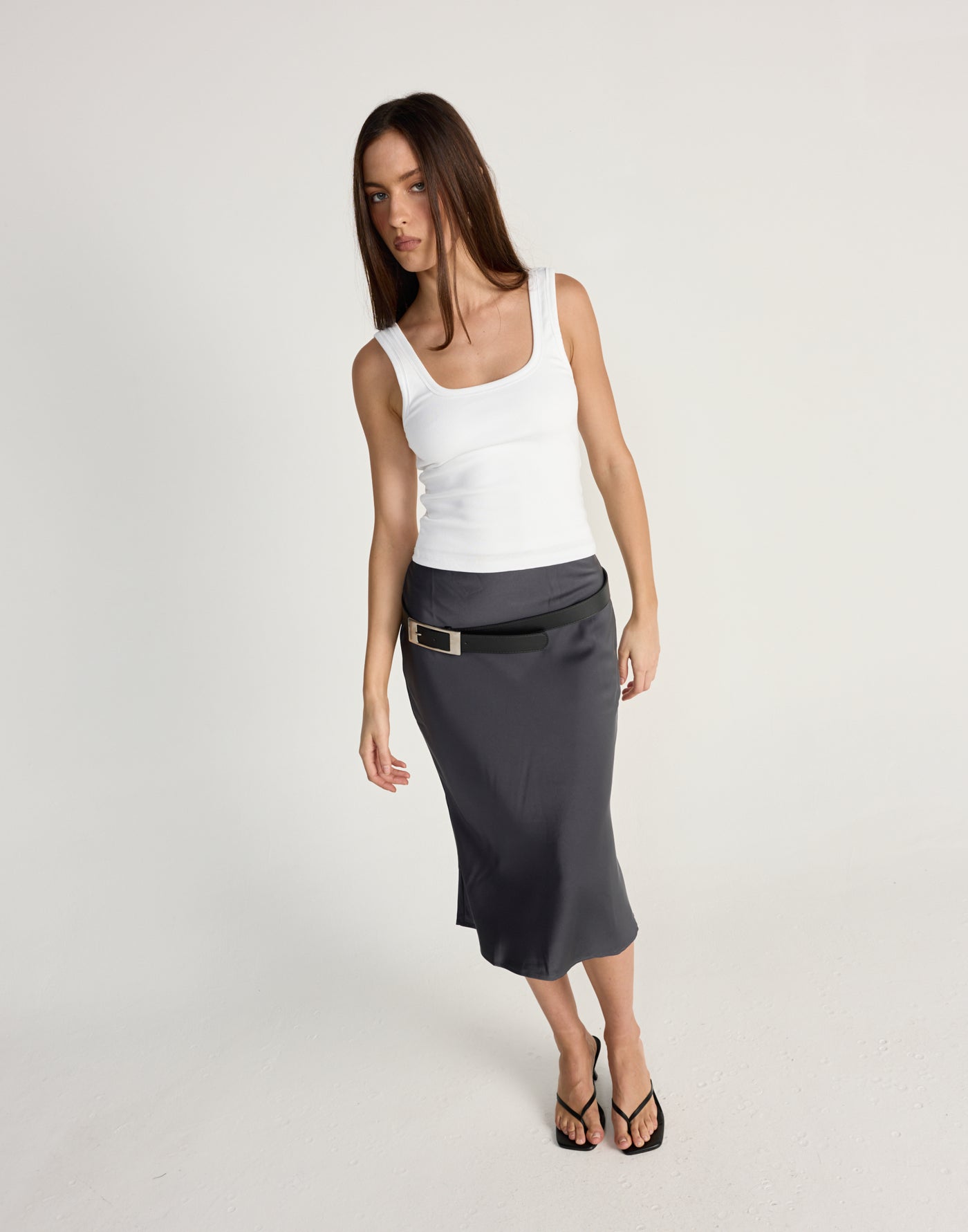 Carina Belt (Black/Silver) - CHARCOAL EXCLUSIVE - silver buckle black belt - Women's Accessories - Charcoal Clothing