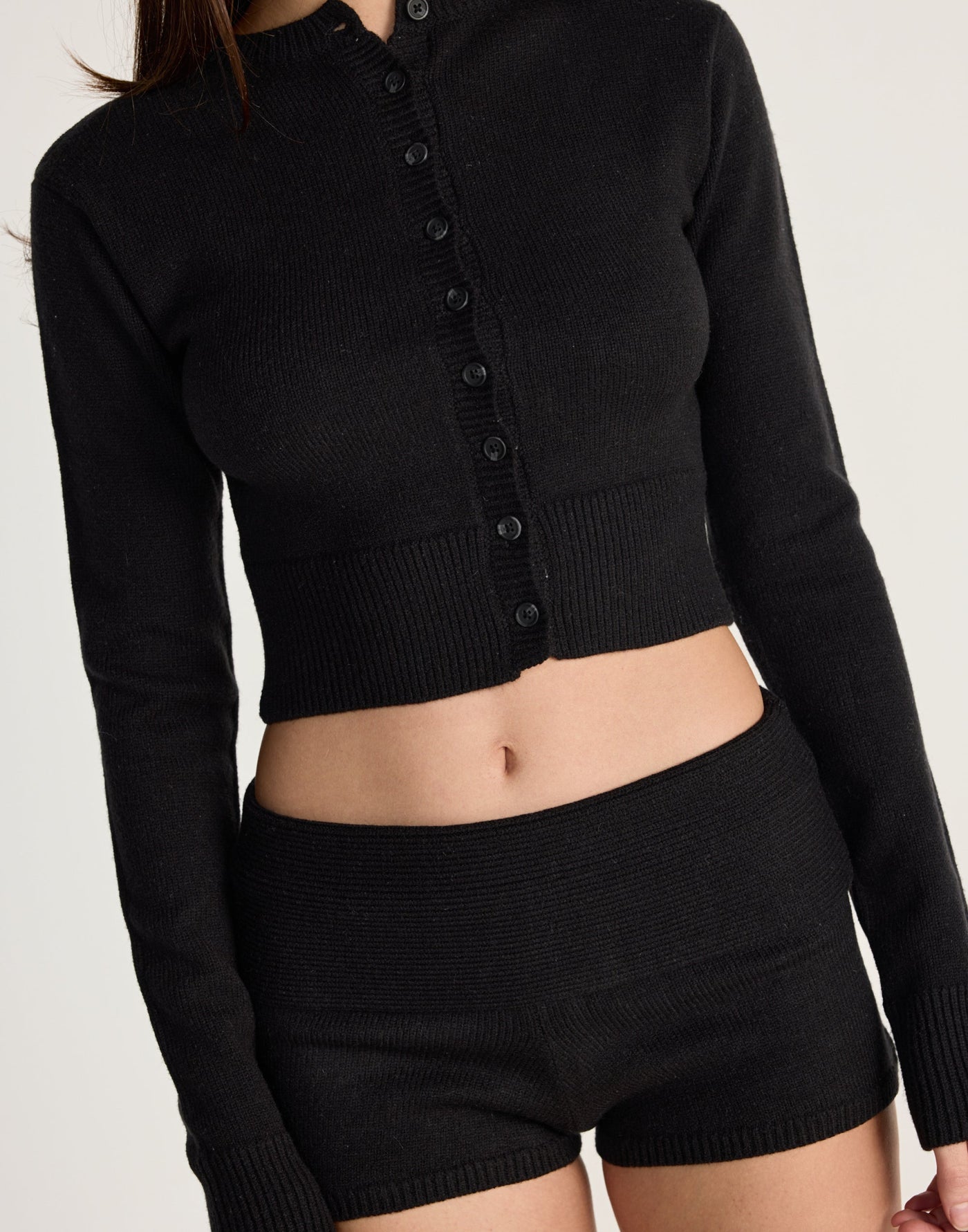 Fireside Shorts (Black) - CHARCOAL EXCLUSIVE - Micro length knit fabric shorts - Women's Shorts - Charcoal Clothing