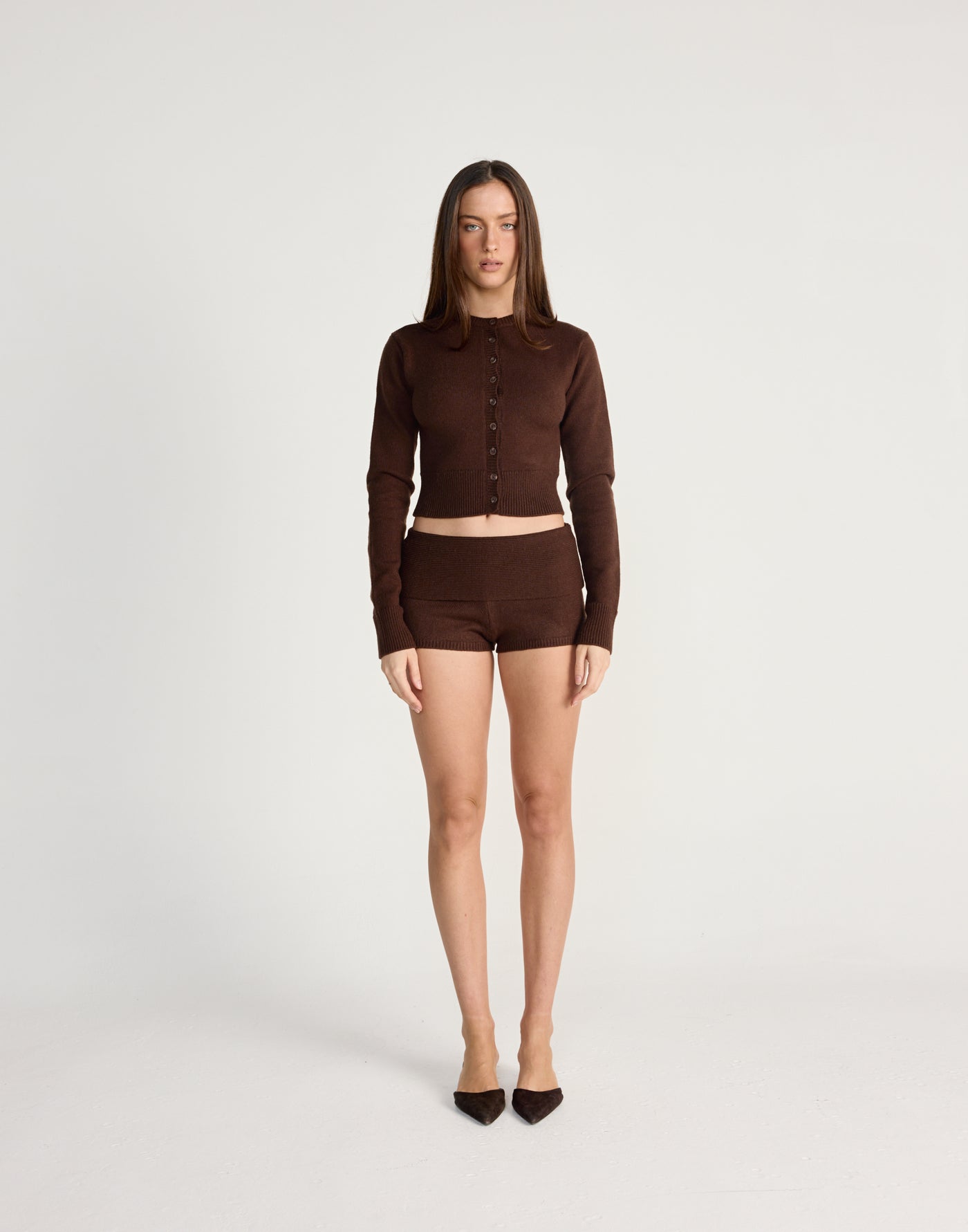 Fireside Top (Chocolate) - CHARCOAL EXCLUSIVE - Knit long sleeve top with button closure - Women's Top - Charcoal Clothing