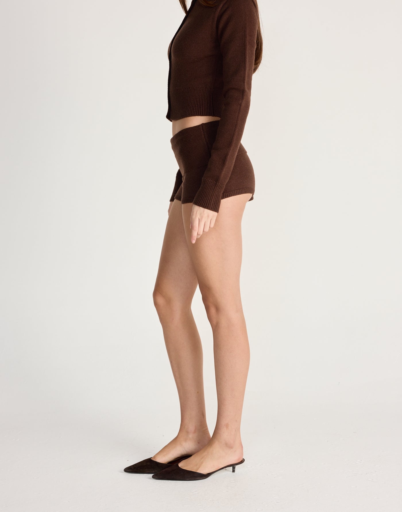 Fireside Shorts (Chocolate) - CHARCOAL EXCLUSIVE - Micro length knit fabric shorts - Women's Shorts - Charcoal Clothing