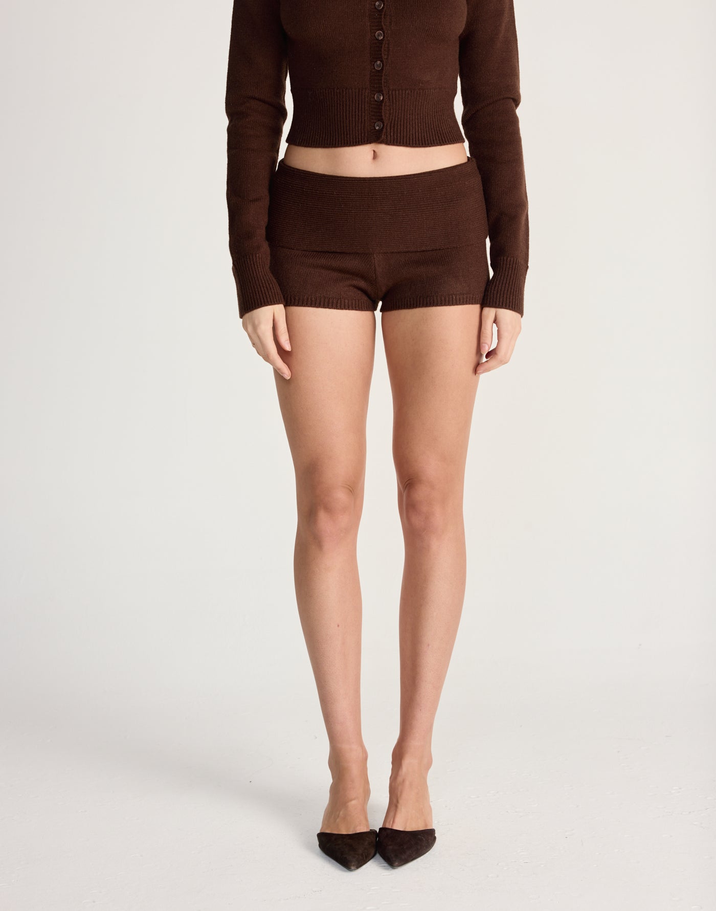 Fireside Shorts (Chocolate) - CHARCOAL EXCLUSIVE - Micro length knit fabric shorts - Women's Shorts - Charcoal Clothing