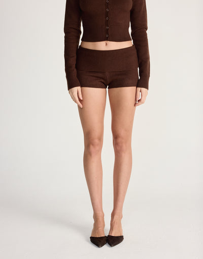 Fireside Shorts (Chocolate) - CHARCOAL EXCLUSIVE - Micro length knit fabric shorts - Women's Shorts - Charcoal Clothing