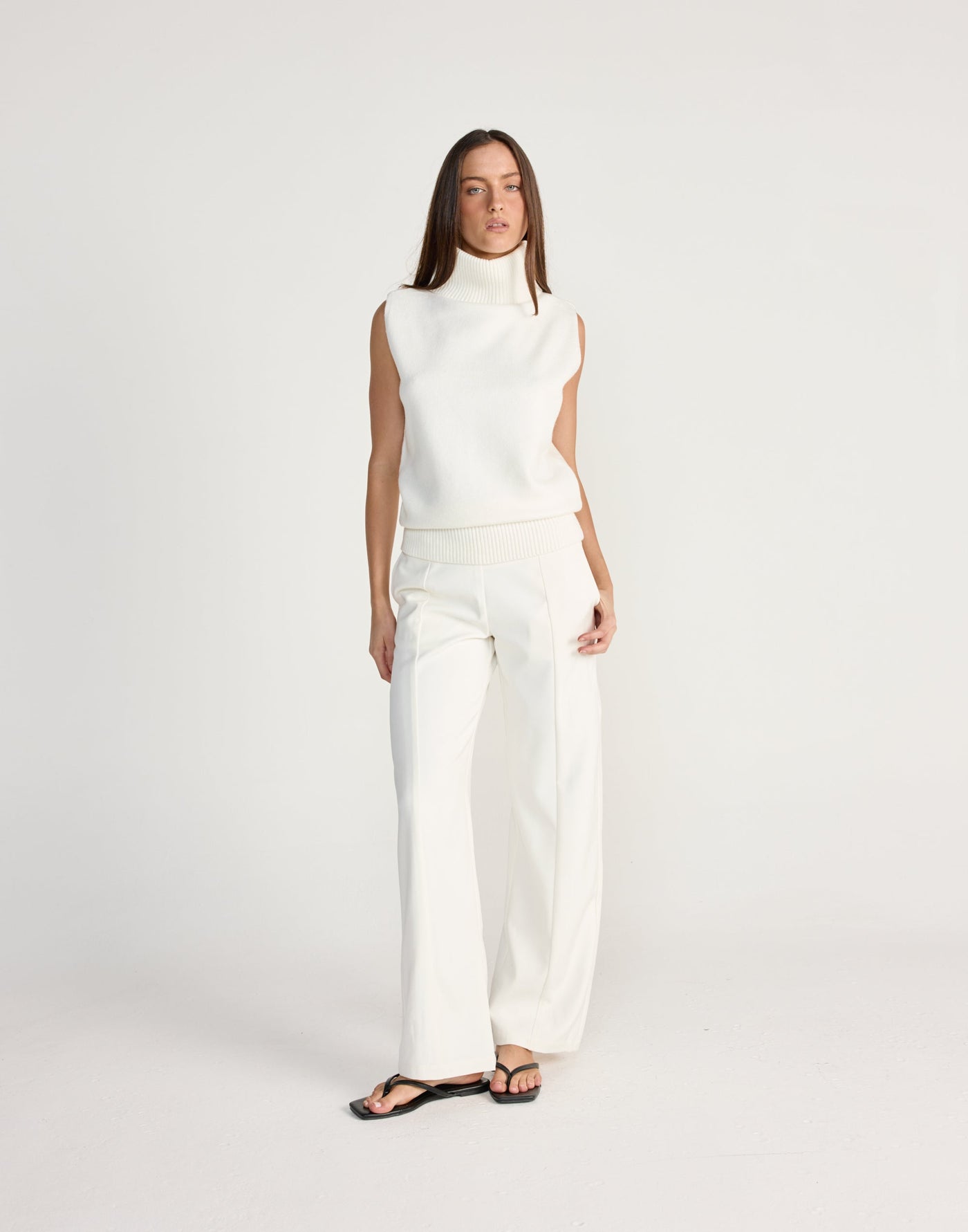 August Vest (Off White) - CHARCOAL EXCLUSIVE - Vest style turtleneck knit top - Women's Outerwear - Charcoal Clothing