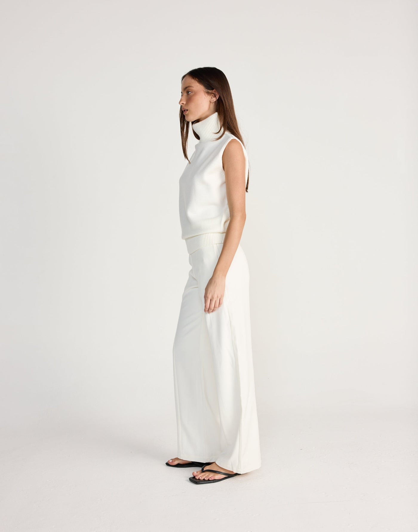 August Vest (Off White) - CHARCOAL EXCLUSIVE - Vest style turtleneck knit top - Women's Outerwear - Charcoal Clothing