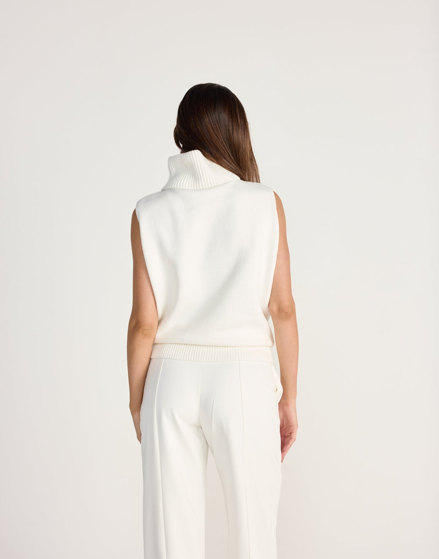 August Vest (Off White) - CHARCOAL EXCLUSIVE - Vest style turtleneck knit top - Women's Outerwear - Charcoal Clothing
