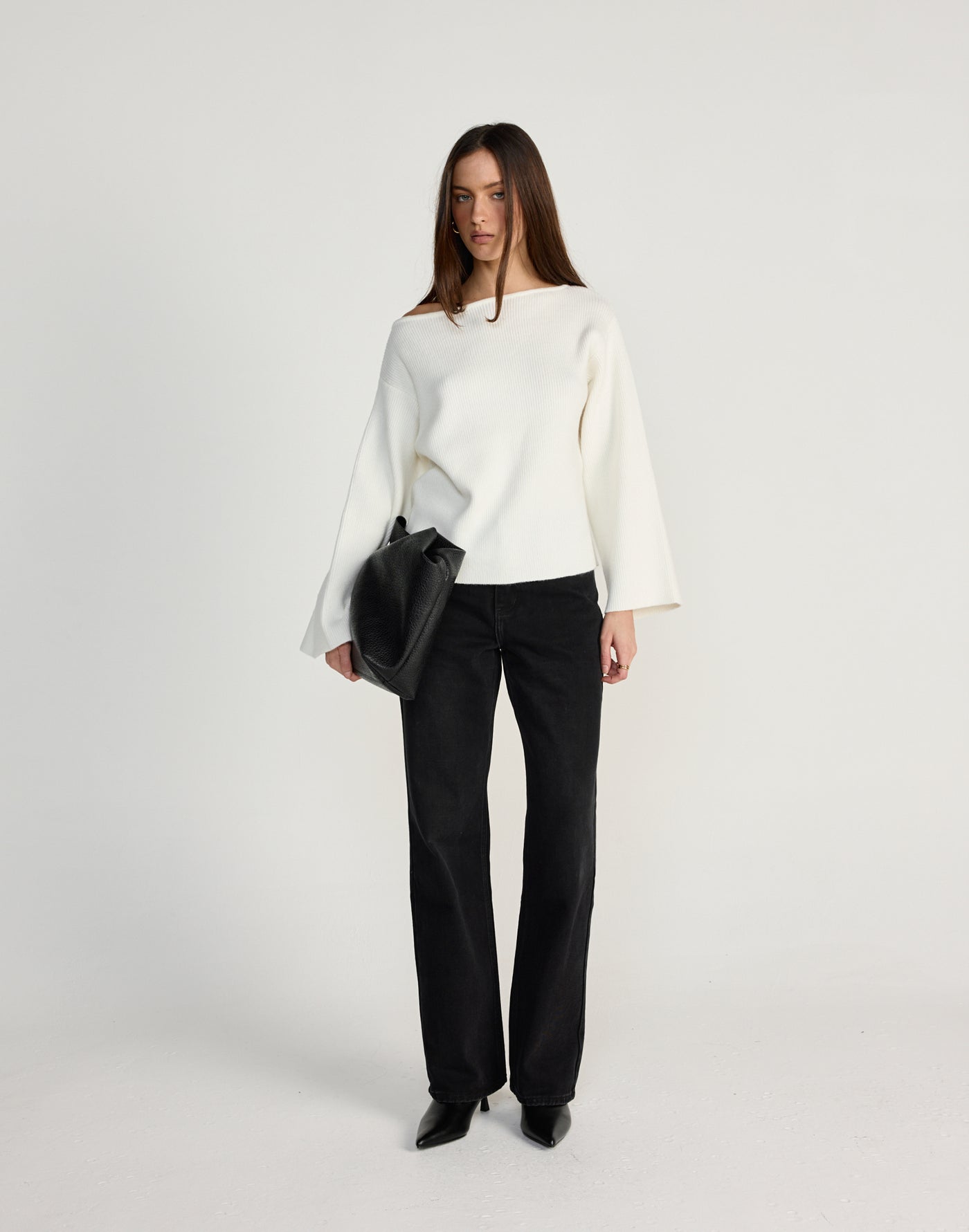 Kane Jumper (Off White) - CHARCOAL EXCLUSIVE - Off the shoulder knit jumper - Women's Outerwear - Charcoal Clothing