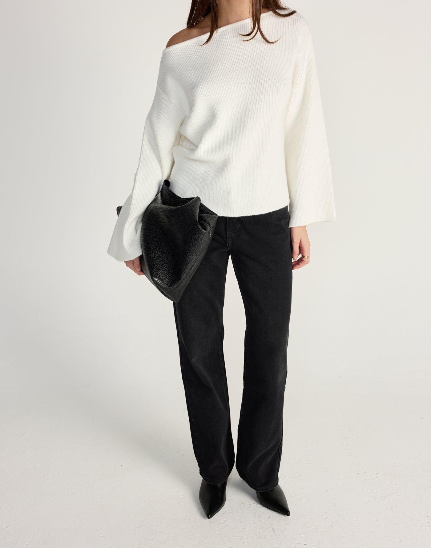 Kane Jumper (Off White) - CHARCOAL EXCLUSIVE - Off the shoulder knit jumper - Women's Outerwear - Charcoal Clothing
