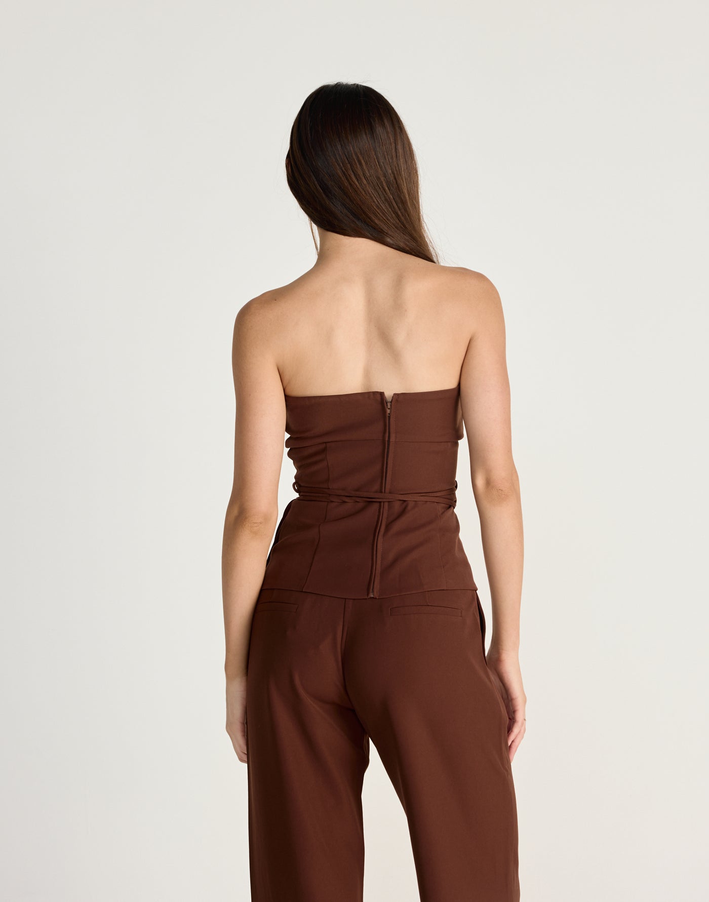 Flint Top (Brick) - CHARCOAL EXCLUSIVE - Strapless top with adjustable waist tie - Women's Top - Charcoal Clothing