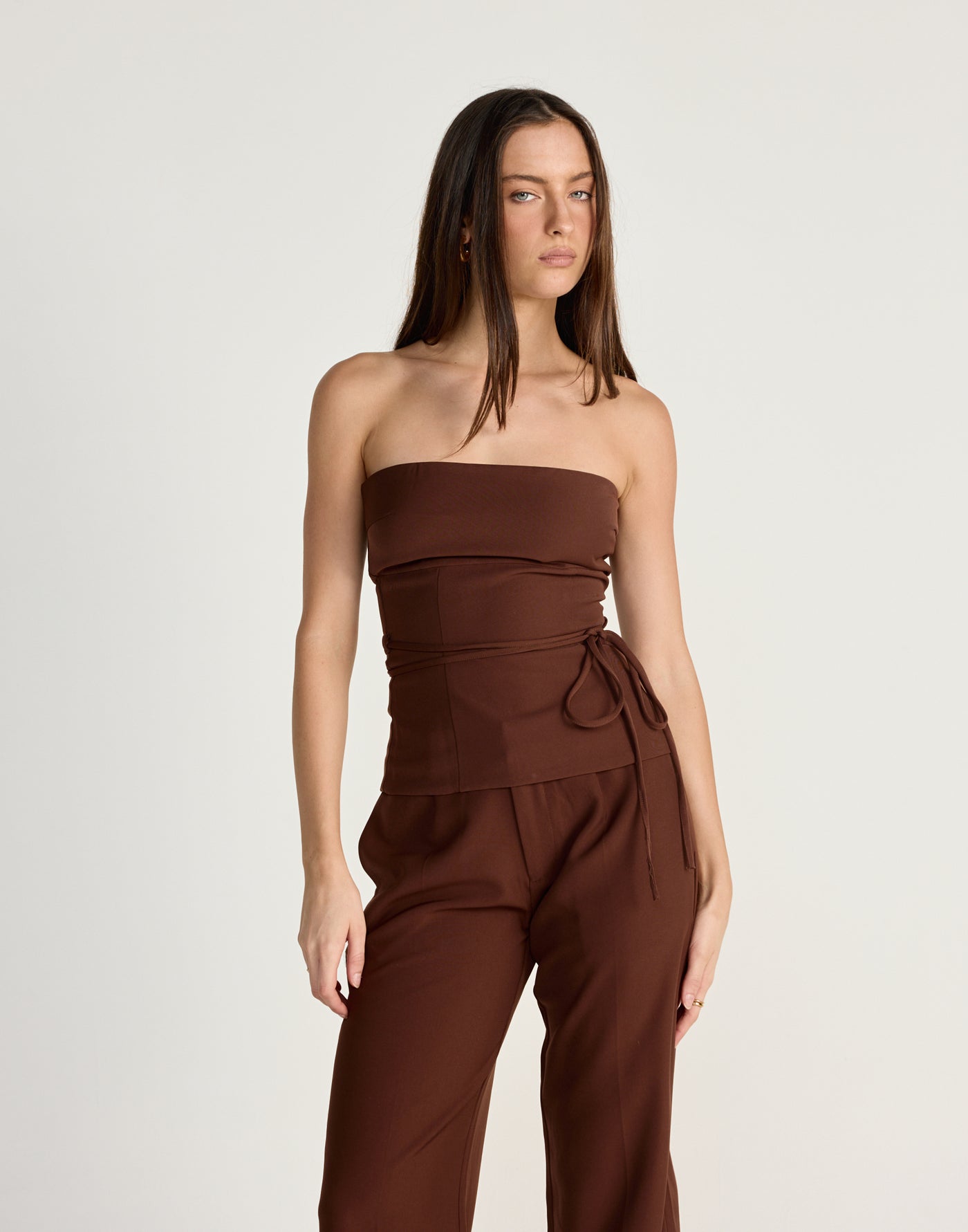 Flint Top (Brick) - CHARCOAL EXCLUSIVE - Strapless top with adjustable waist tie - Women's Top - Charcoal Clothing