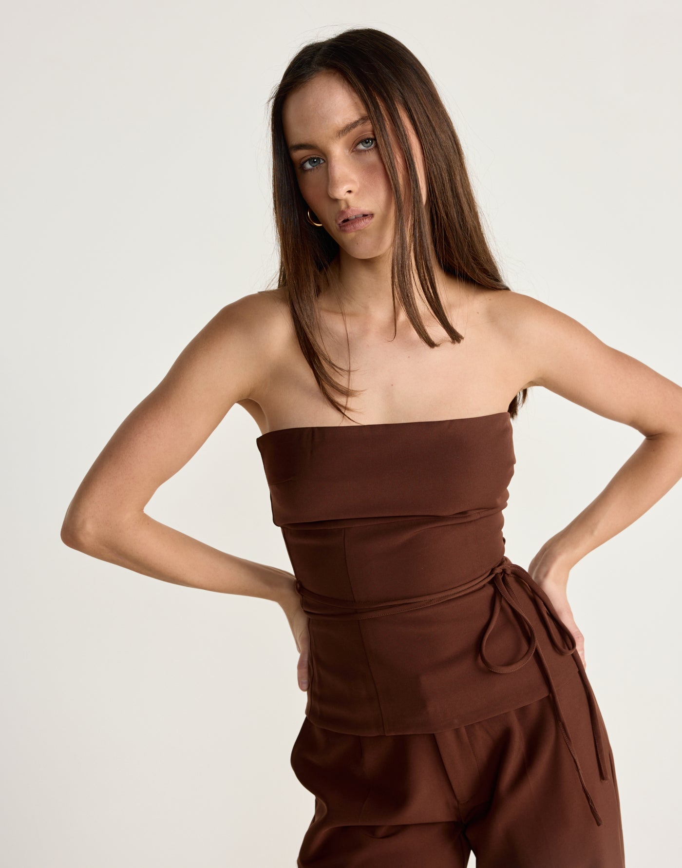 Flint Top (Brick) - CHARCOAL EXCLUSIVE - Strapless top with adjustable waist tie - Women's Top - Charcoal Clothing