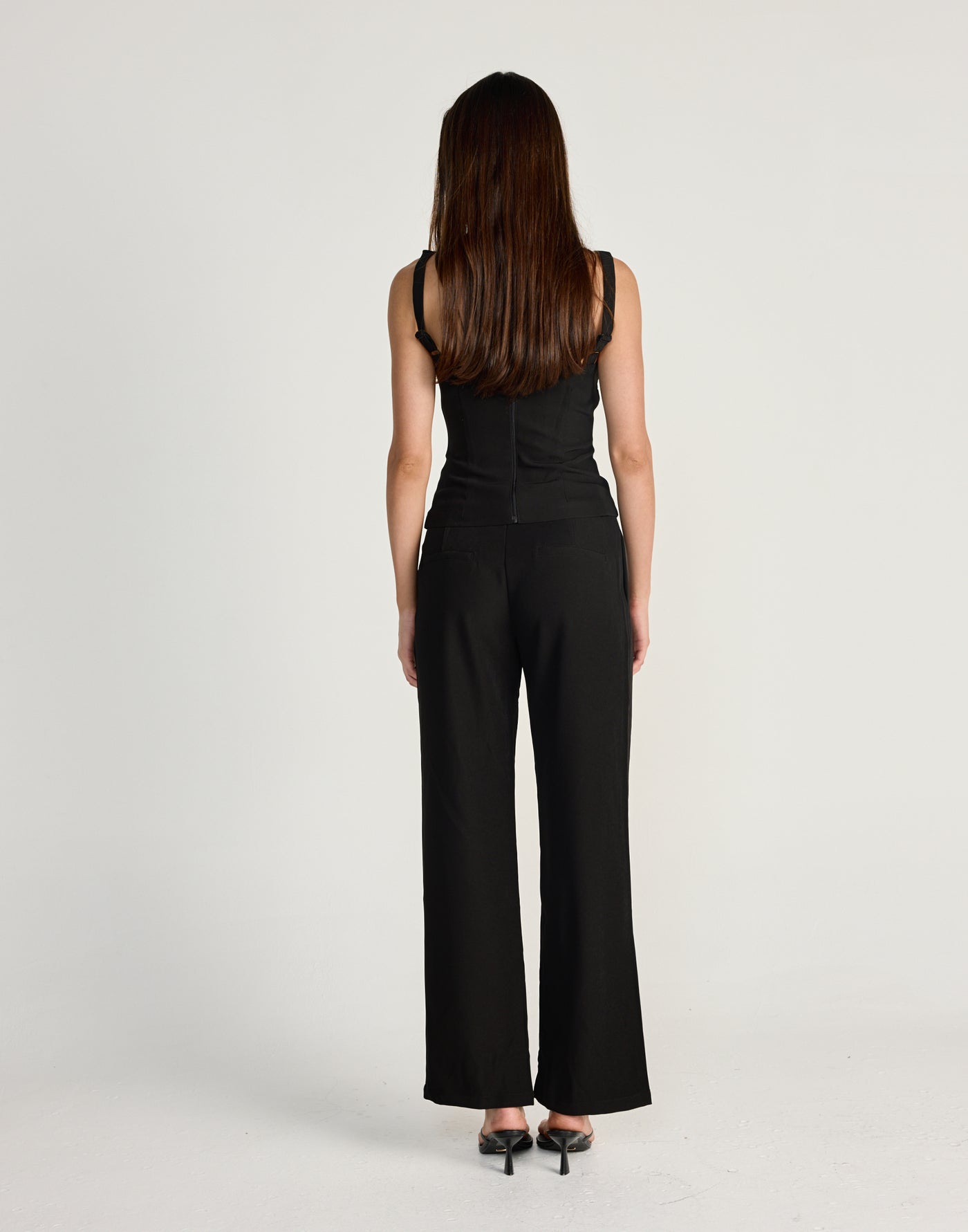 Tanner Pants (Black) - CHARCOAL EXCLUSIVE - Low to mid waisted pants with pockets and slightly wide leg design - Women's Pants - Charcoal Clothing