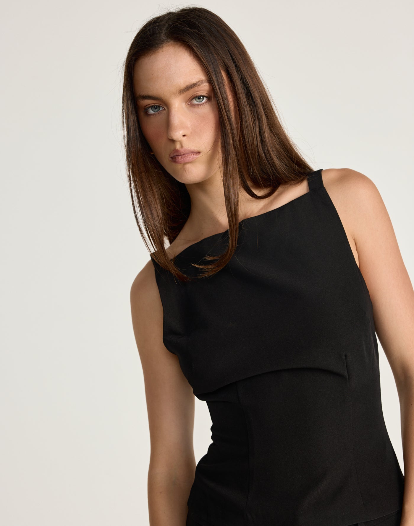 Tanner Top (Black) - CHARCOAL EXCLUSIVE - High boat neckline design top with low back - Women's Top - Charcoal Clothing