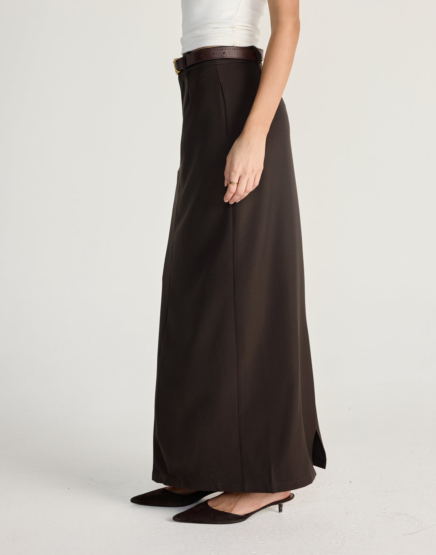 Elwood Maxi Skrt (Chocolate) - CHARCOAL CLOTHING - Suiting style maxi skirt - Women's Skirt - Charcoal Clothing