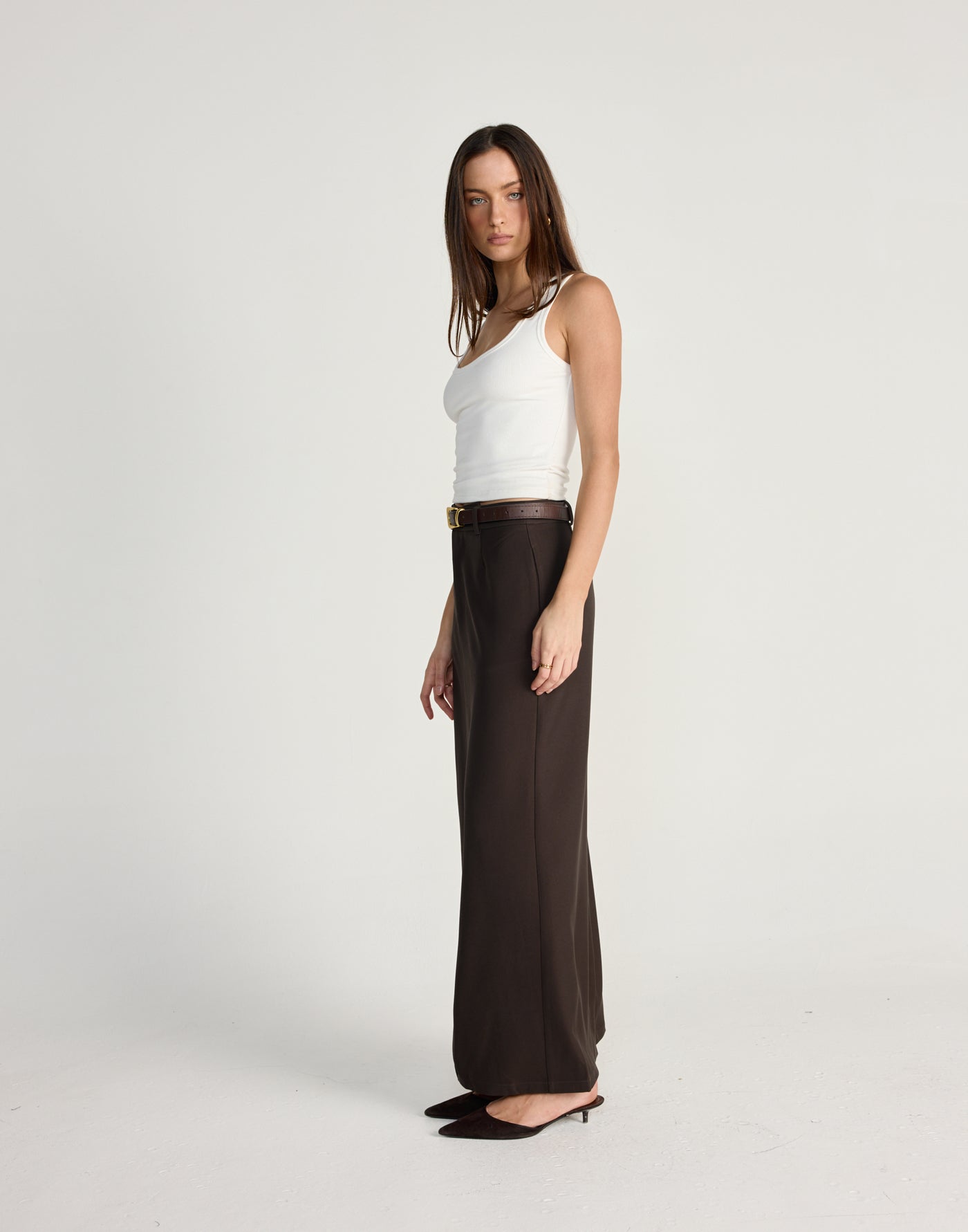 Elwood Maxi Skrt (Chocolate) - CHARCOAL CLOTHING - Suiting style maxi skirt - Women's Skirt - Charcoal Clothing