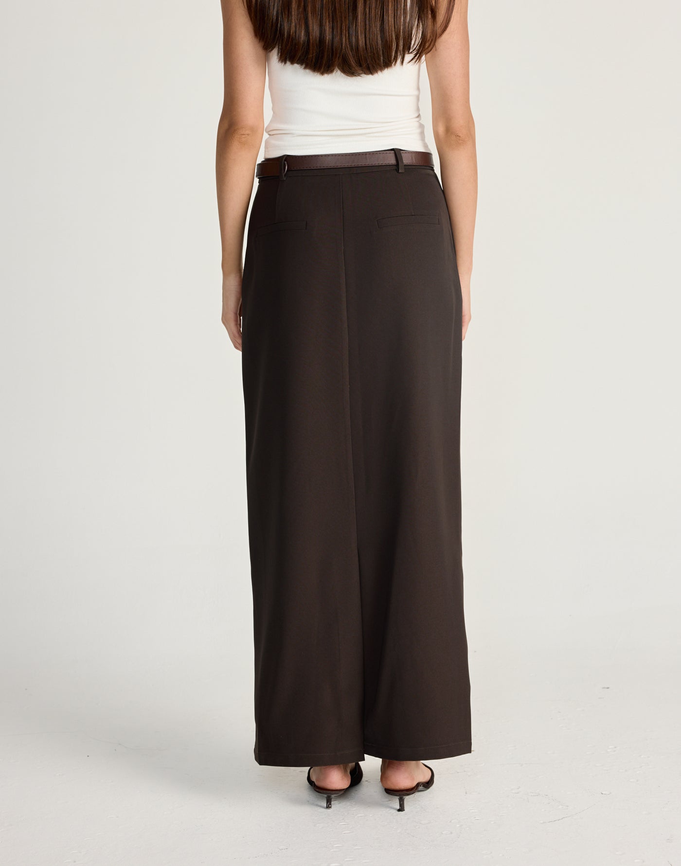 Elwood Maxi Skrt (Chocolate) - CHARCOAL CLOTHING - Suiting style maxi skirt - Women's Skirt - Charcoal Clothing