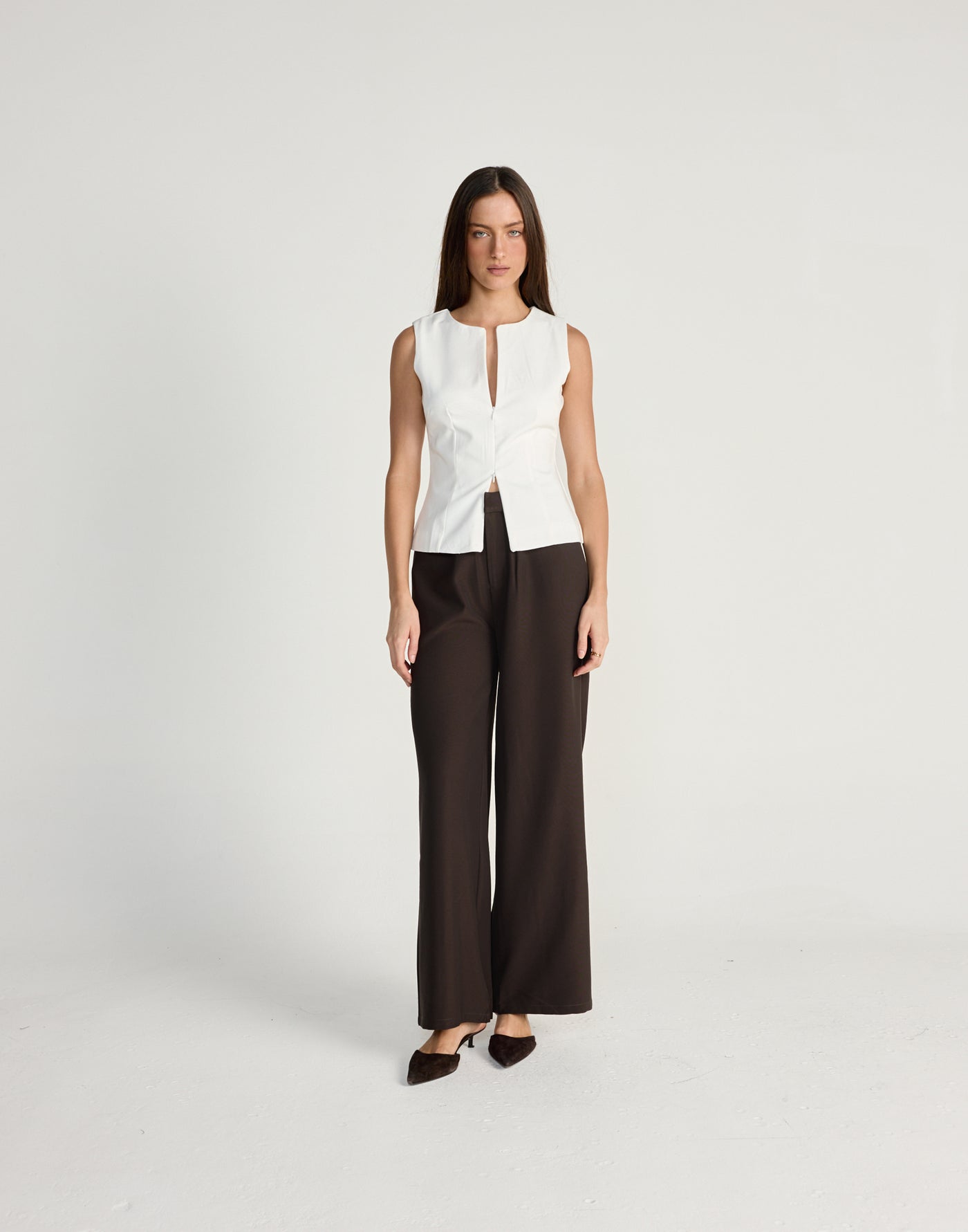 Elwood Pants (Chocolate) - CHARCOAL EXCLUSIVE - Chocolate brown suiting style pants - Women's Pants - Charcoal Clothing