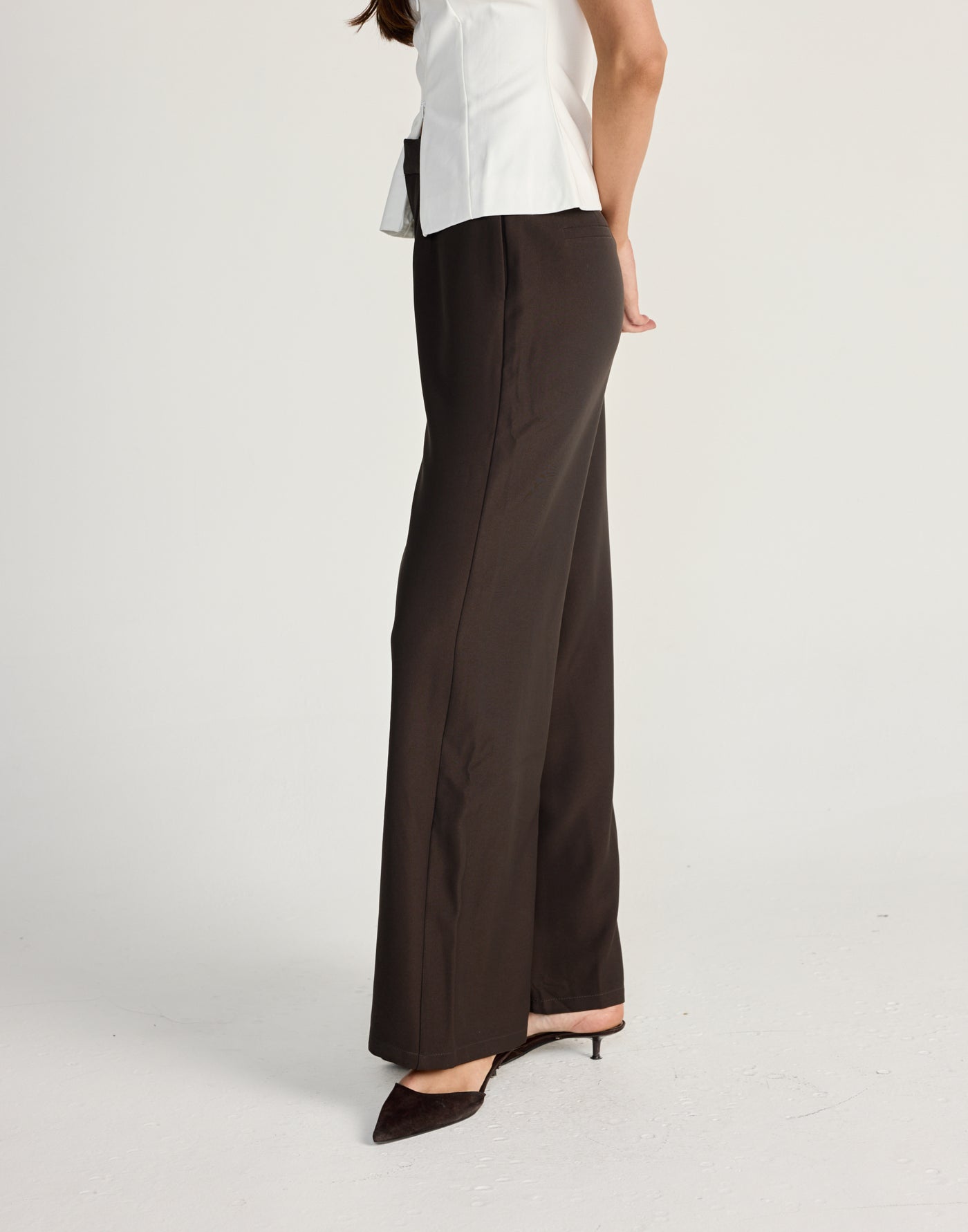 Elwood Pants (Chocolate) - CHARCOAL EXCLUSIVE - Chocolate brown suiting style pants - Women's Pants - Charcoal Clothing