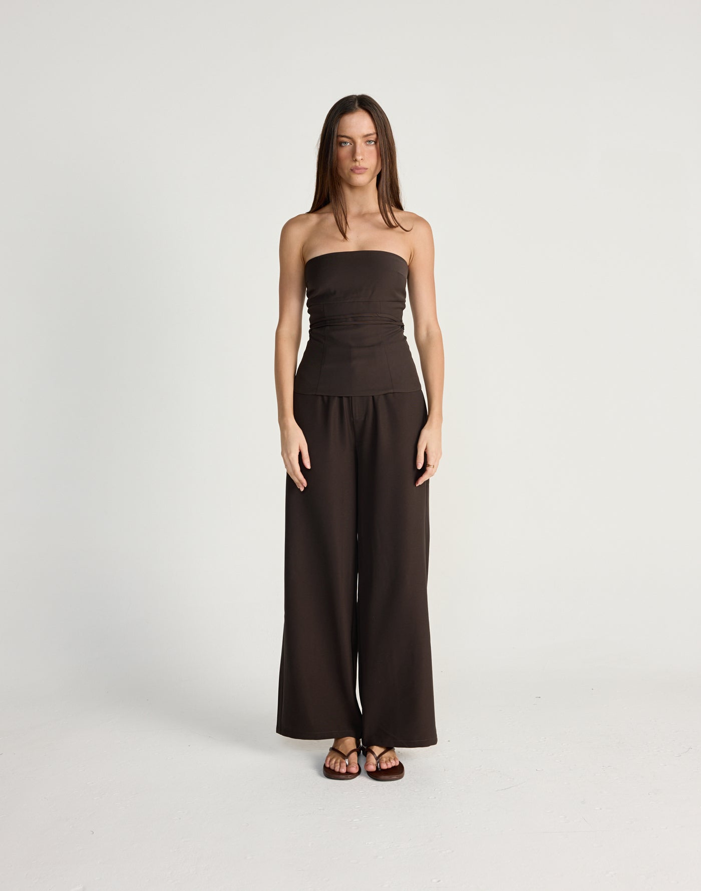 Flint Top (Chocolate) - CHARCOAL EXCLUSIVE - Strapless top with adjustable waist tie - Women's Top - Charcoal Clothing