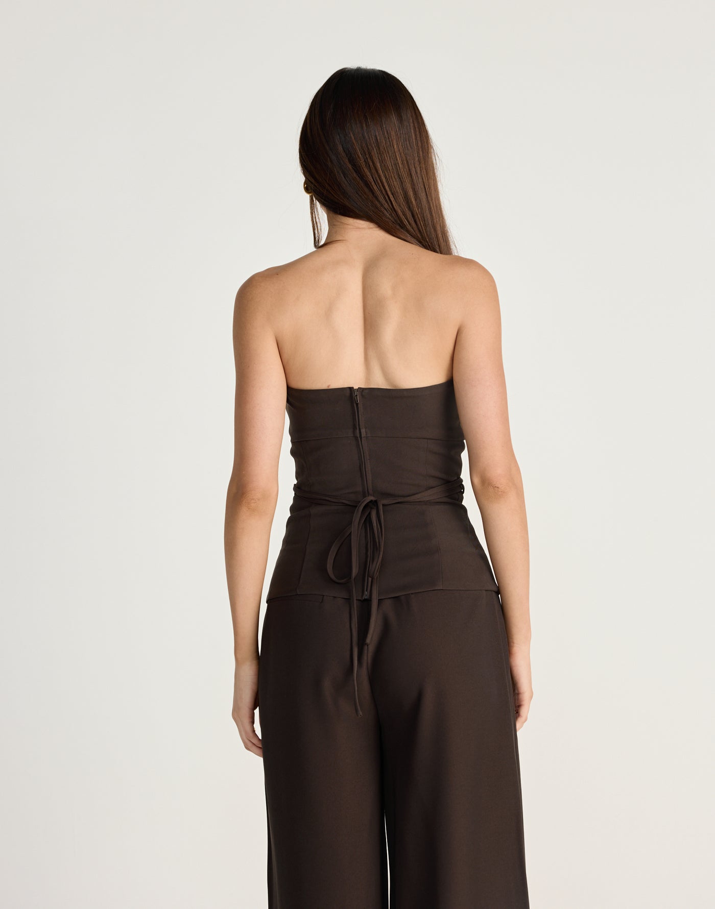 Flint Top (Chocolate) - CHARCOAL EXCLUSIVE - Strapless top with adjustable waist tie - Women's Top - Charcoal Clothing