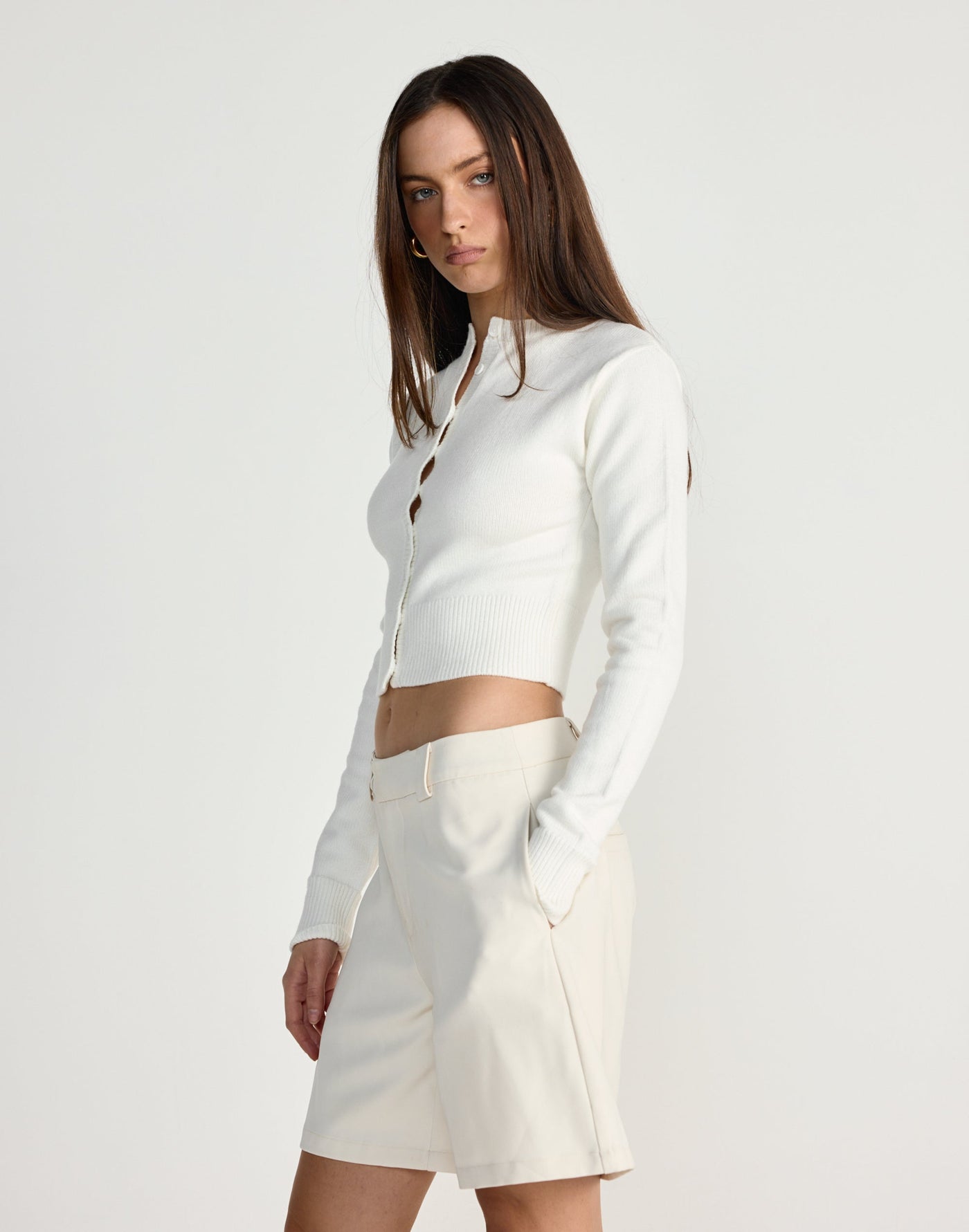 Fireside Top (Off White) - CHARCOAL EXCLUSIVE - Knit long sleeve top with button closure - Women's Top - Charcoal Clothing