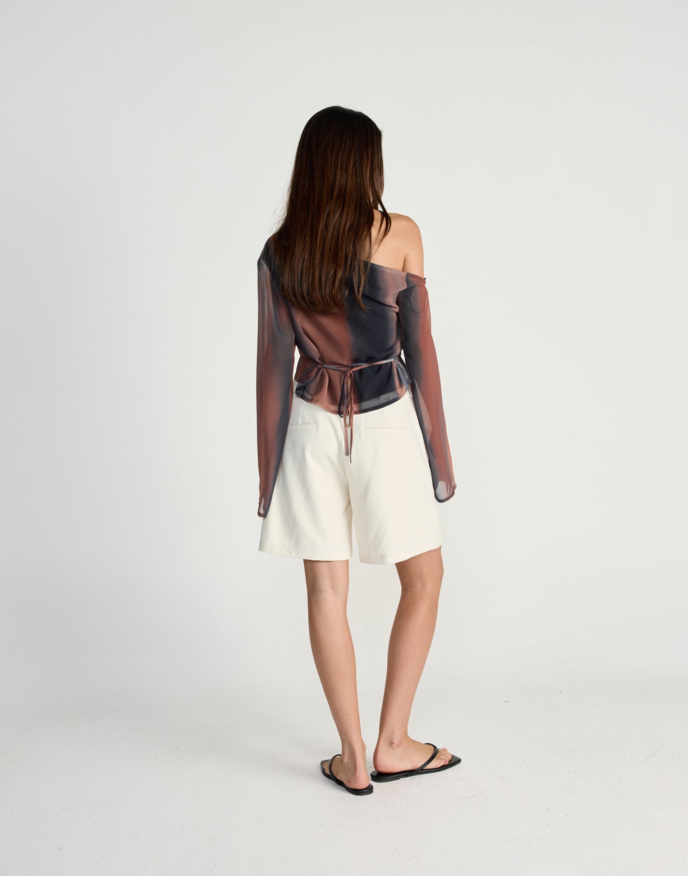 Hunter Top (Bittersweet) - CHARCOAL EXCLUSIVE - Off the shoulder long sleeve top with adjustable tie at back - Women's Top - Charcoal Clothing