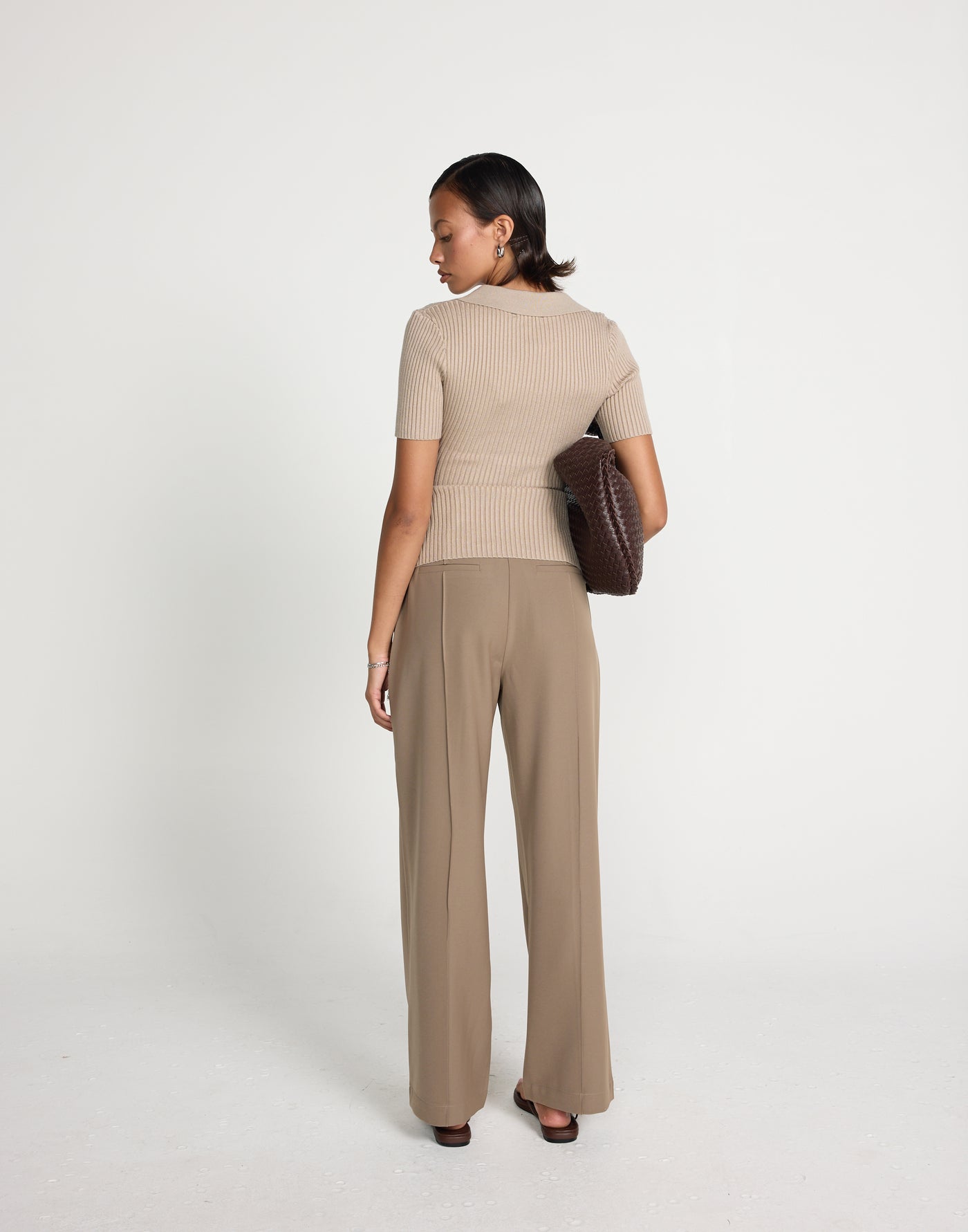 Michiko Top (Mocha) | CHARCOAL EXCLUSIVE | Ribbed collared button closure top - Women's Top - Charcoal Clothing