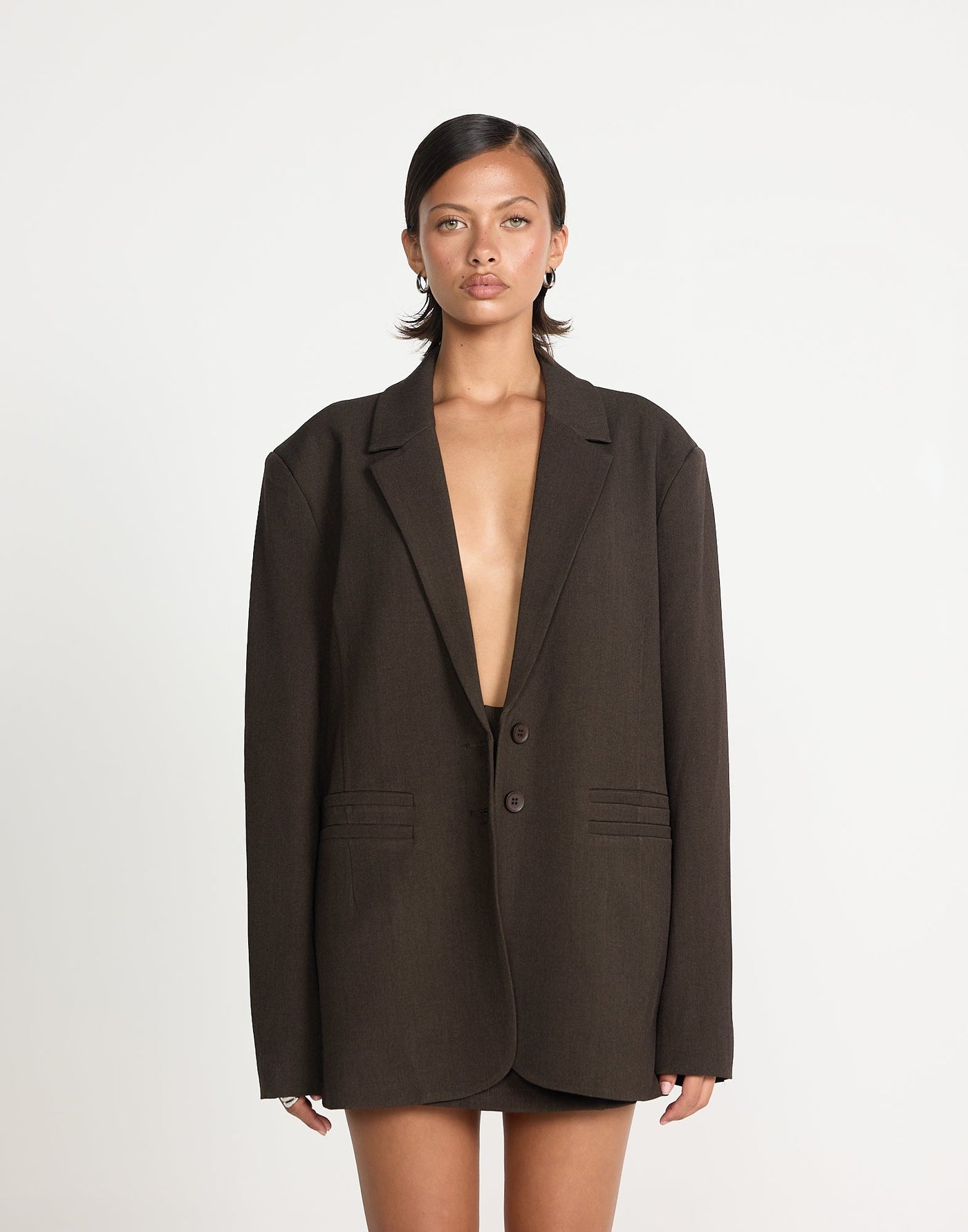 Clarke Blazer (Choc Texture) | CHARCOAL EXCLUSIVE | Brown Oversized Workwear Suiting Blazer - Women's Outerwear - Charcoal Clothing