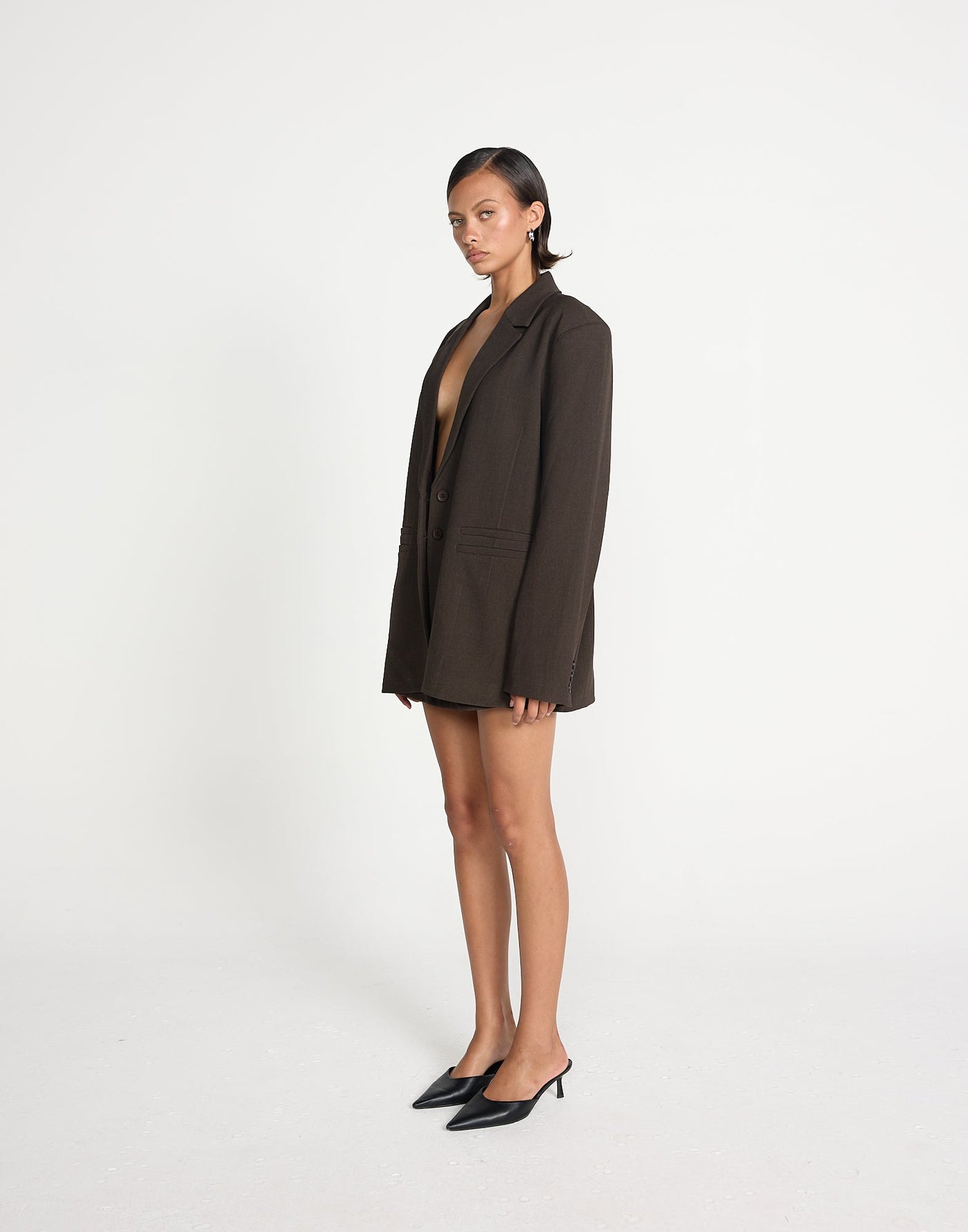 Clarke Blazer (Choc Texture) | CHARCOAL EXCLUSIVE | Brown Oversized Workwear Suiting Blazer - Women's Outerwear - Charcoal Clothing