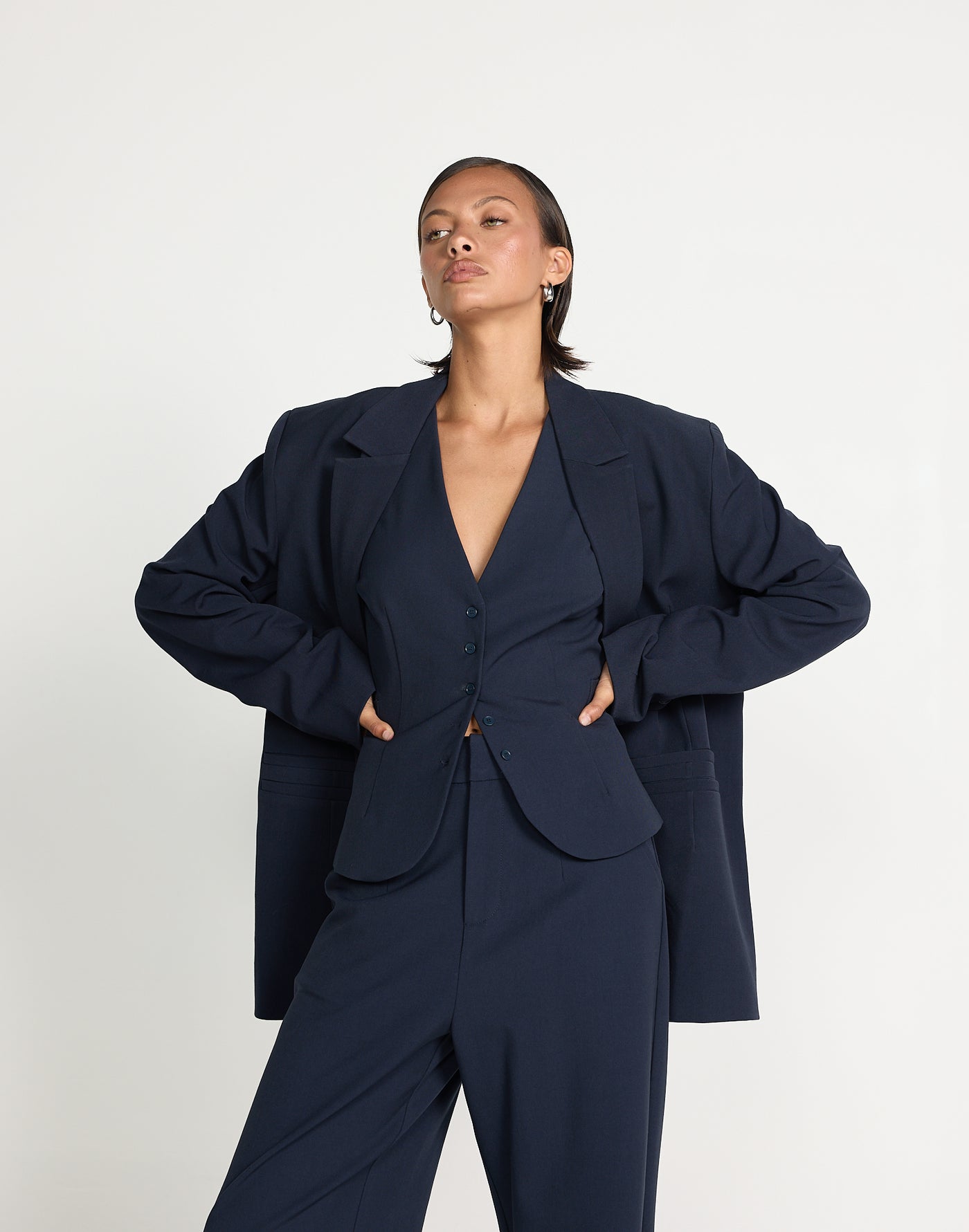 Clarke Blazer (Midnight) | CHARCOAL EXCLUSIVE | Oversized Workwear Suiting Blazer - Women's Outerwear - Charcoal Clothing
