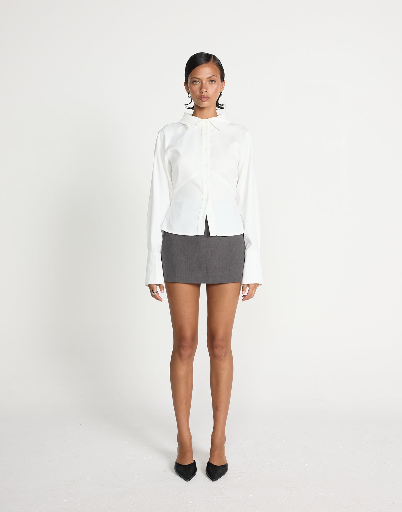 Valkyrie Top (White) | CHARCOAL EXCLUSIVE | Fitted button up top - Women's Top - Charcoal Clothing