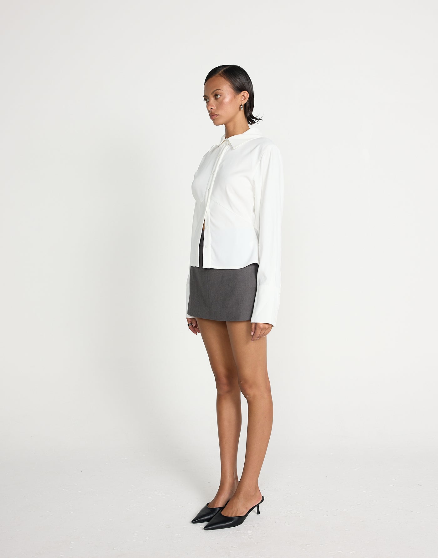 Valkyrie Top (White) | CHARCOAL EXCLUSIVE | Fitted button up top - Women's Top - Charcoal Clothing