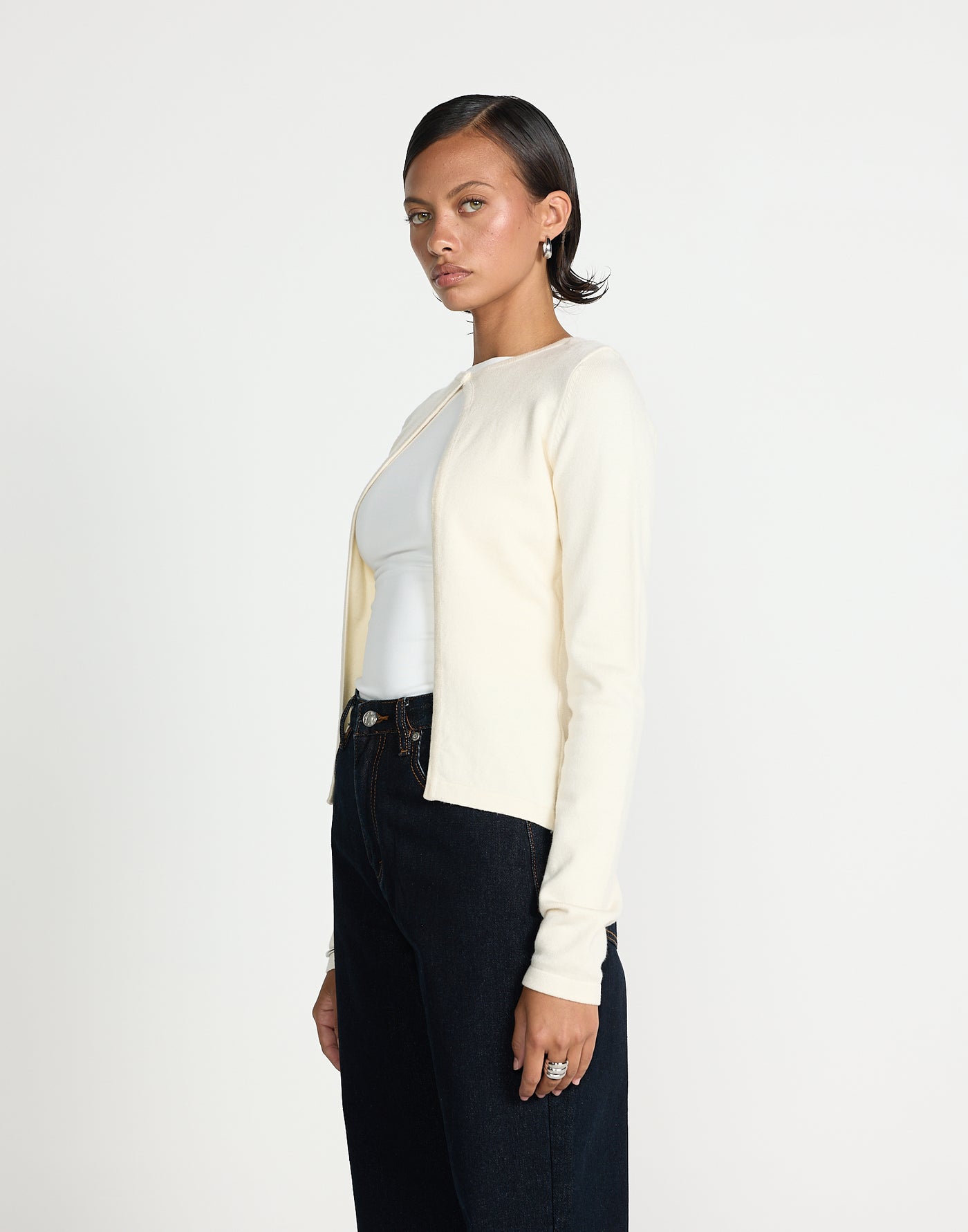 Sonnet Long Sleeve Top (Oat) | CHARCOAL EXCLUSIVE | Split open front cardigan style long sleeve top - Women's Top - Charcoal Clothing