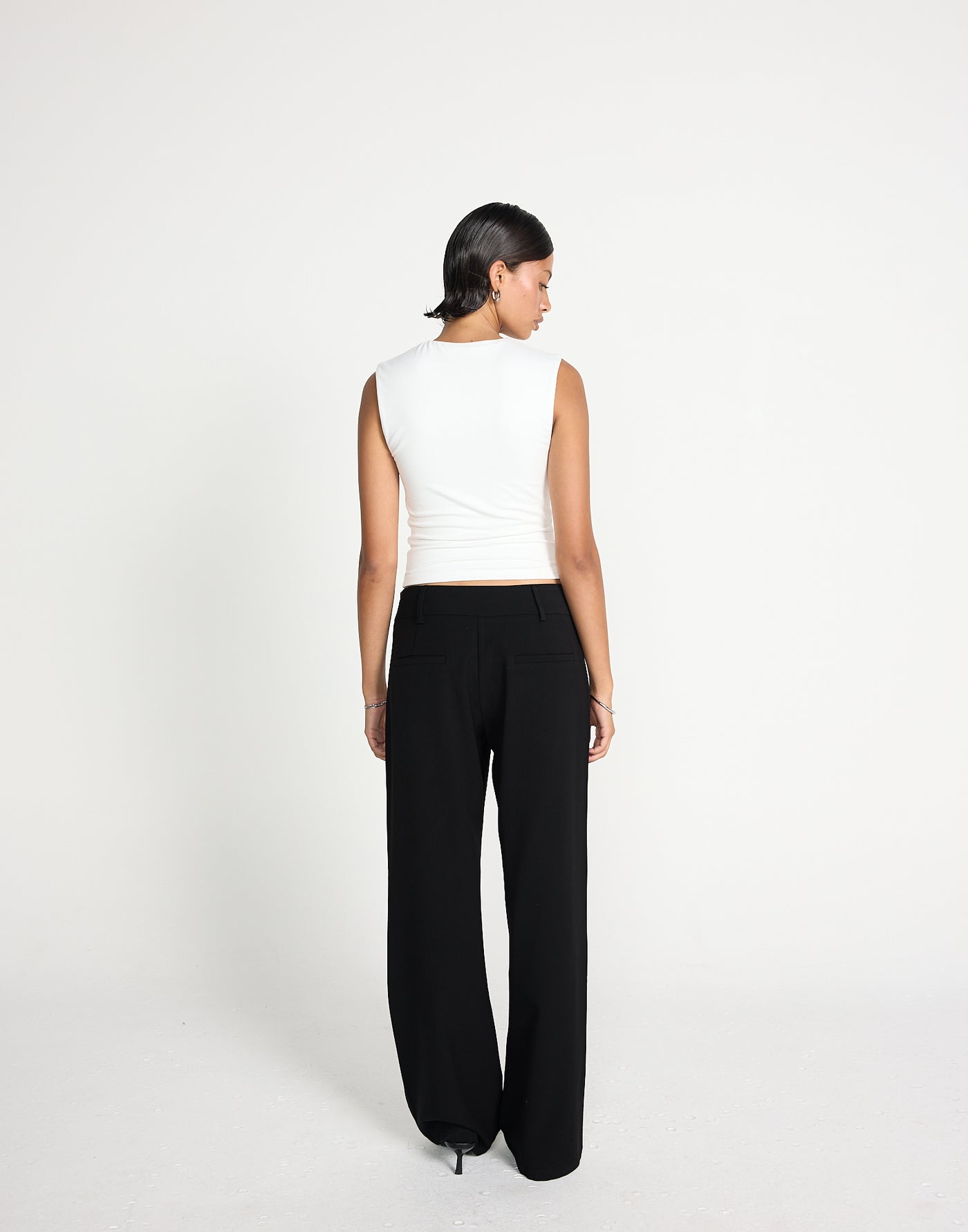 Hestia Top (White) | CHARCOAL EXCLUSIVE | Crew neckline tank style top with front gathering - Women's Top - Charcoal Clothing