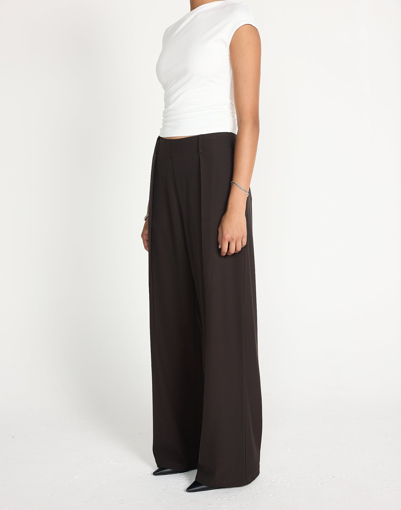 Jayanti Pants (Chocolate) | CHARCOAL EXCLUSIVE | Mid rise pleated straight leg pants - Women's Pants - Charcoal Clothing