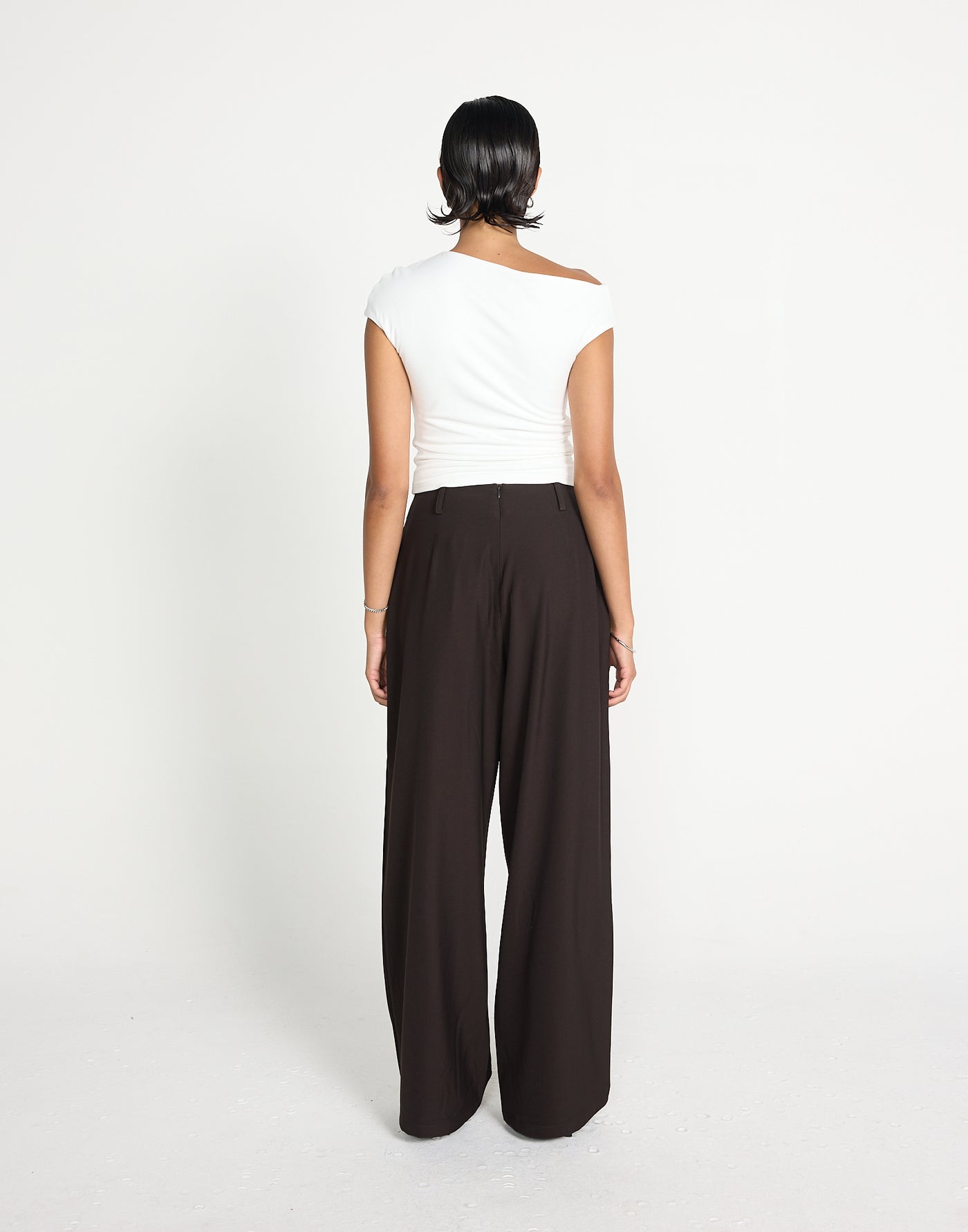Jayanti Pants (Chocolate) | CHARCOAL EXCLUSIVE | Mid rise pleated straight leg pants - Women's Pants - Charcoal Clothing