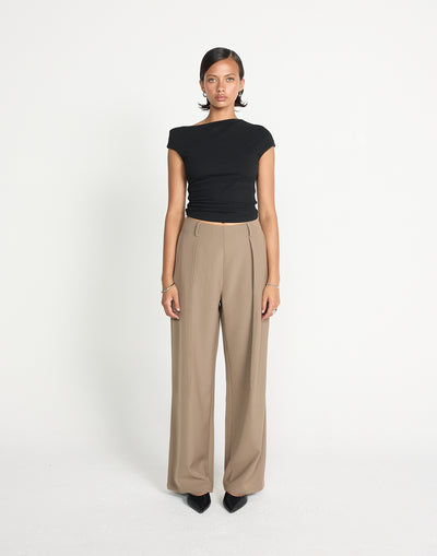 Dolly Top (Black) | CHARCOAL EXCLUSIVE | Asymmetric neckline bodycon top - Women's Top - Charcoal Clothing