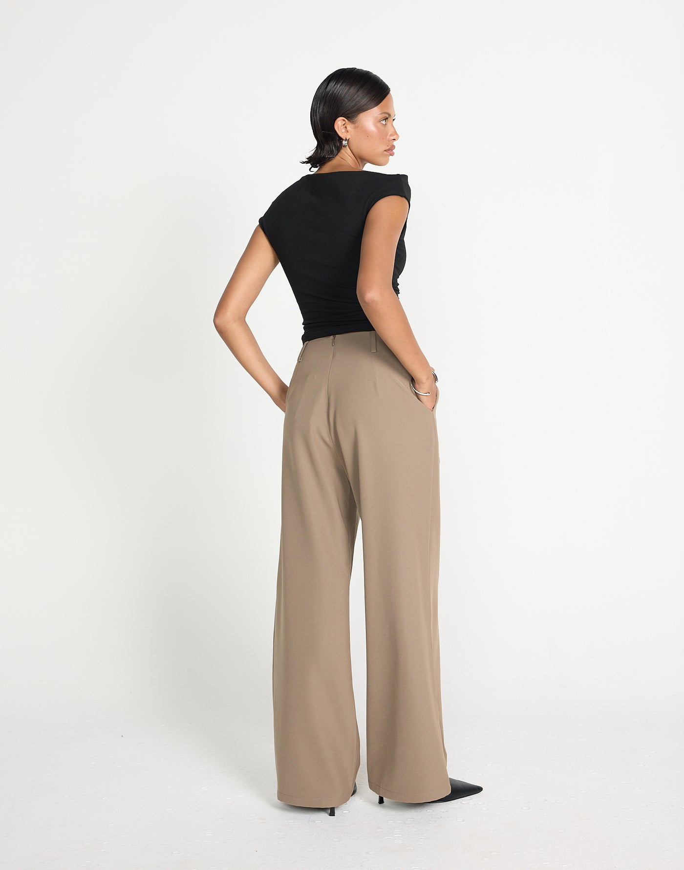 Jayanti Pants (Mushroom) | CHARCOAL EXCLUSIVE | Mid rise pleated straight leg pants - Women's Pants - Charcoal Clothing